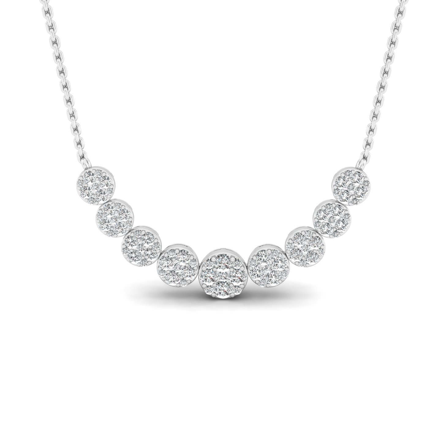 13/4 Cts. Nine Cluster Demi Necklace