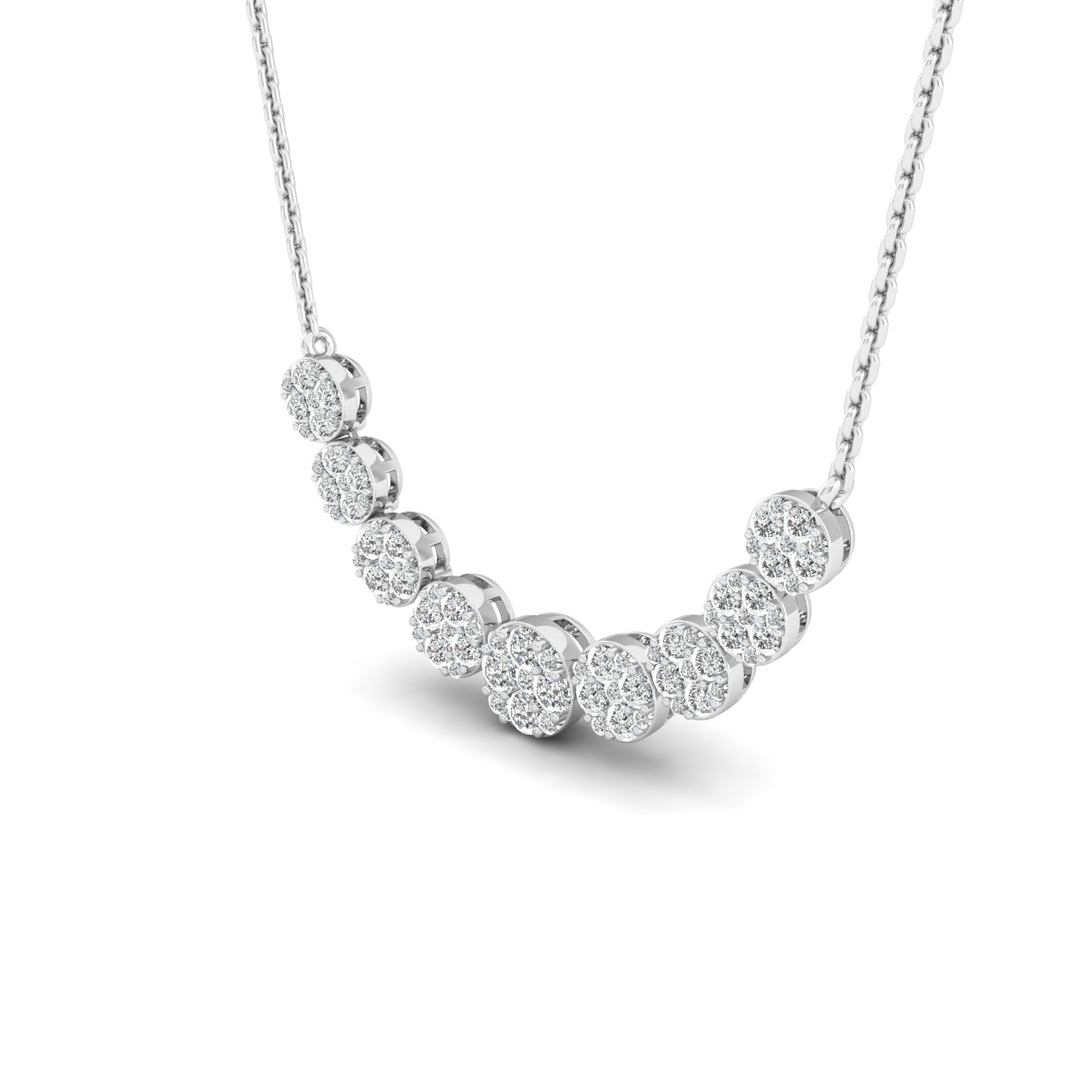 13/4 Cts. Nine Cluster Demi Necklace