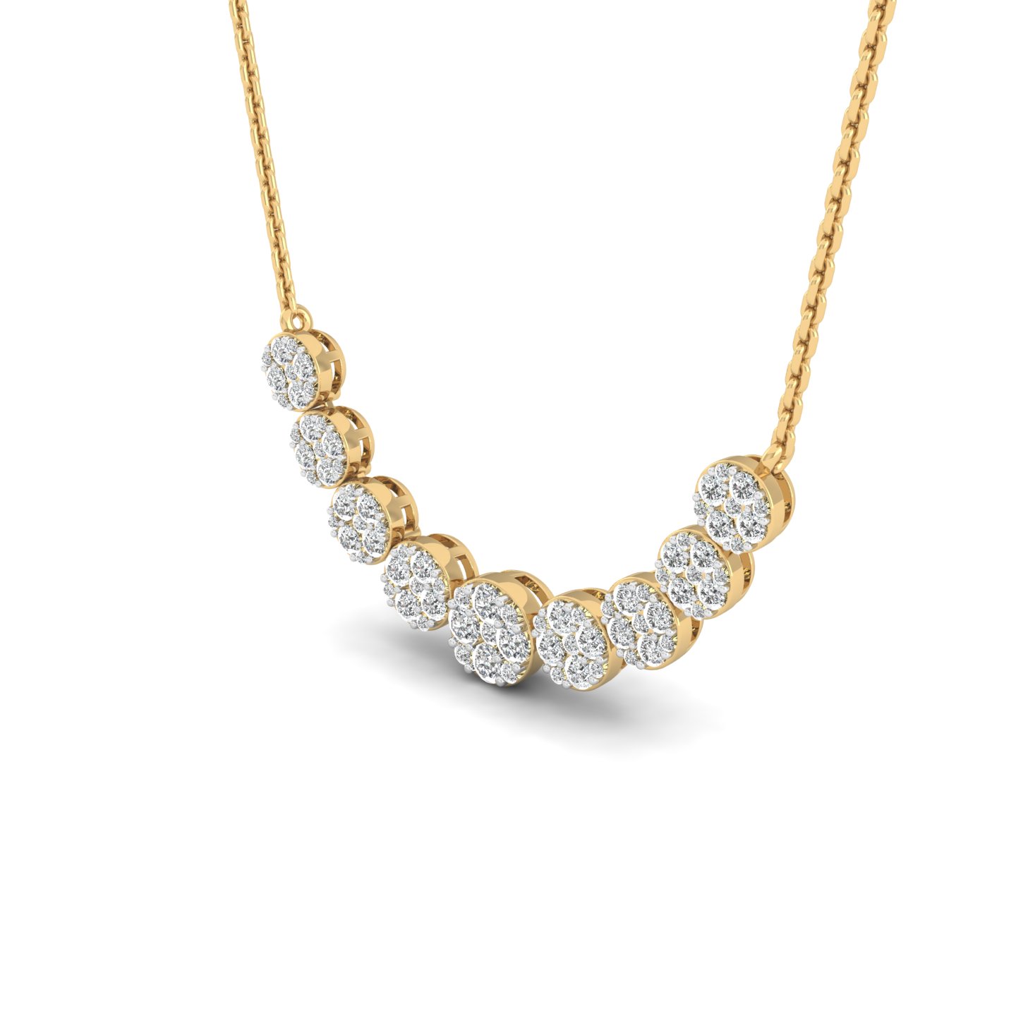 13/4 Cts. Nine Cluster Demi Necklace