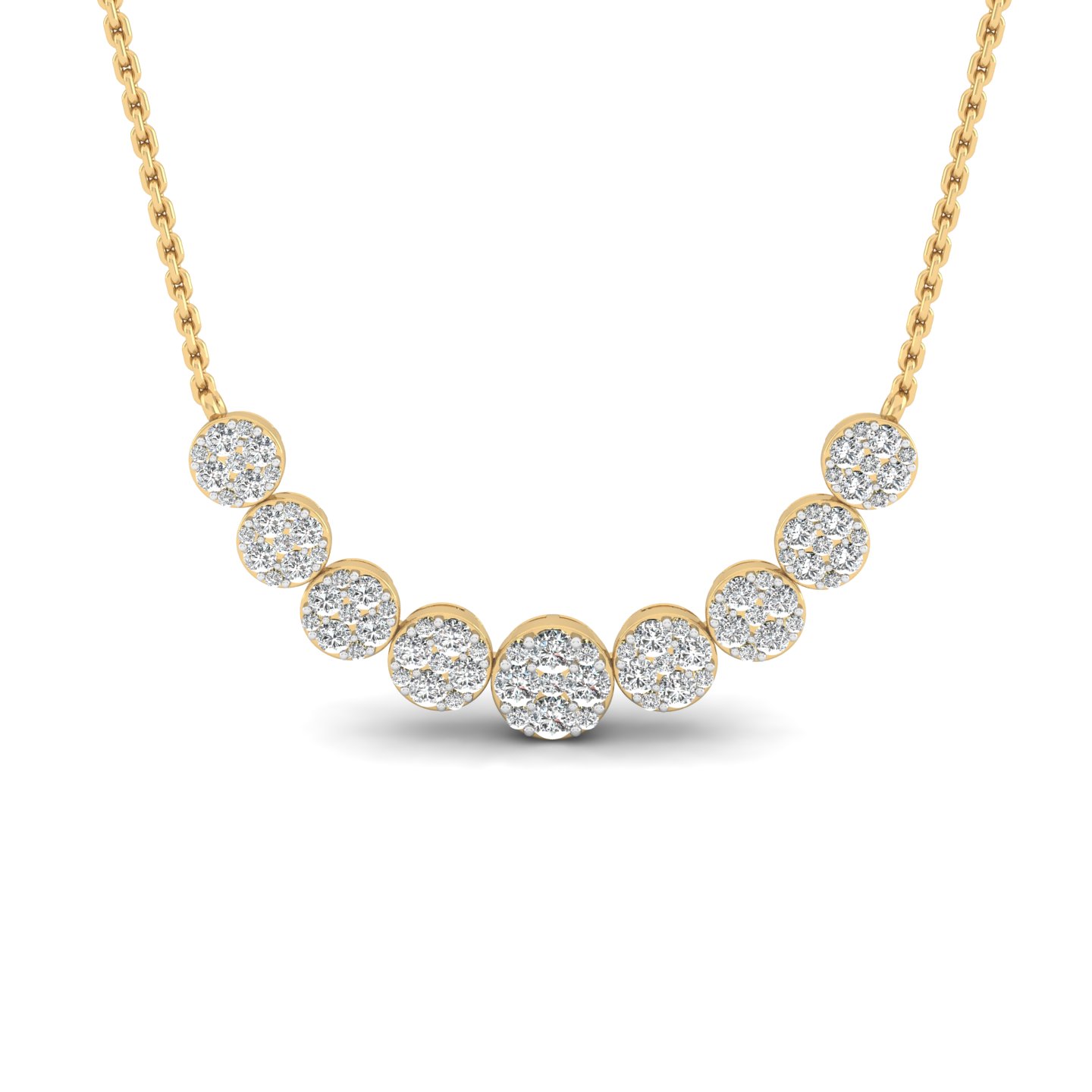 13/4 Cts. Nine Cluster Demi Necklace