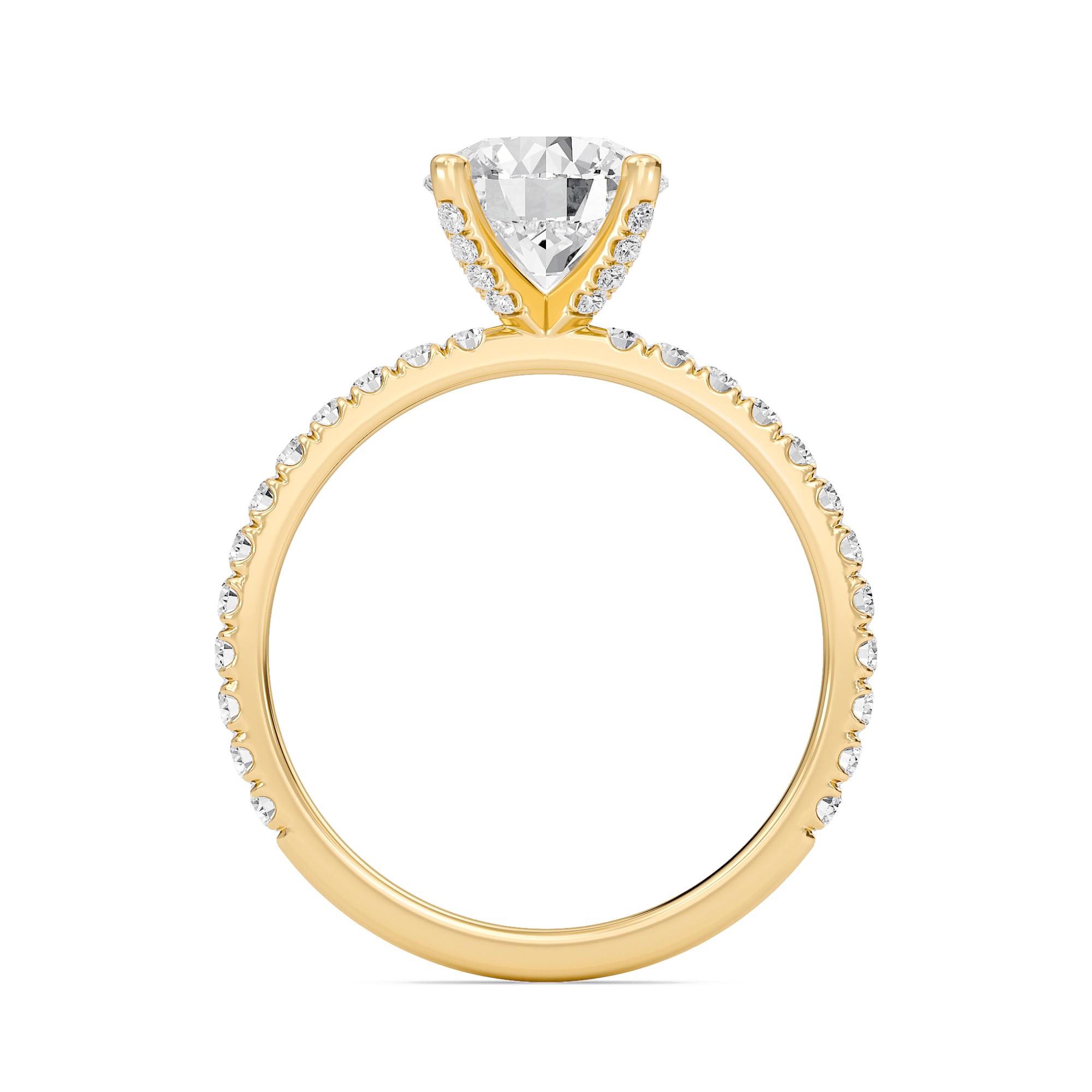 Round Embellished Prongs Pave Rings