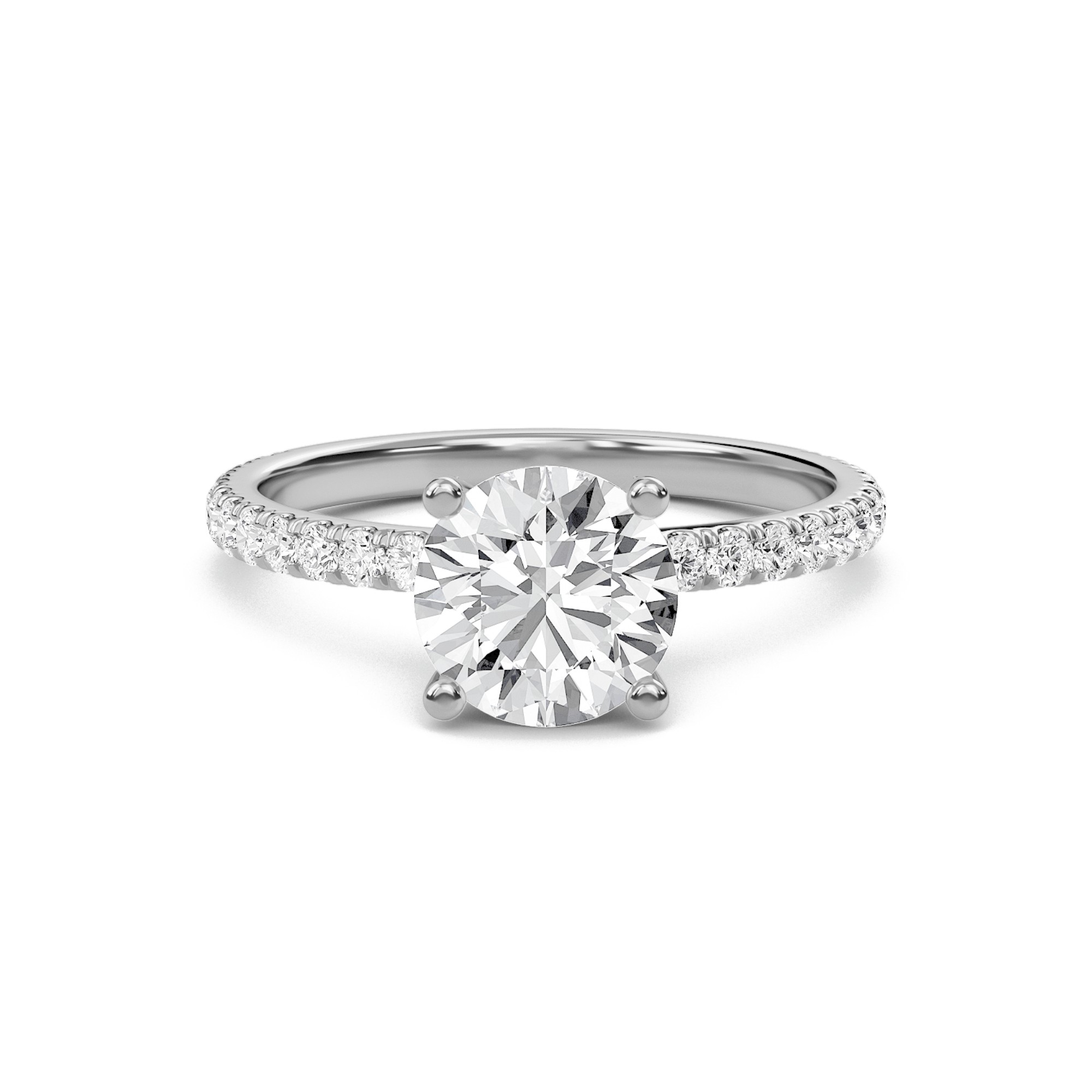 Round Embellished Prongs Pave Rings