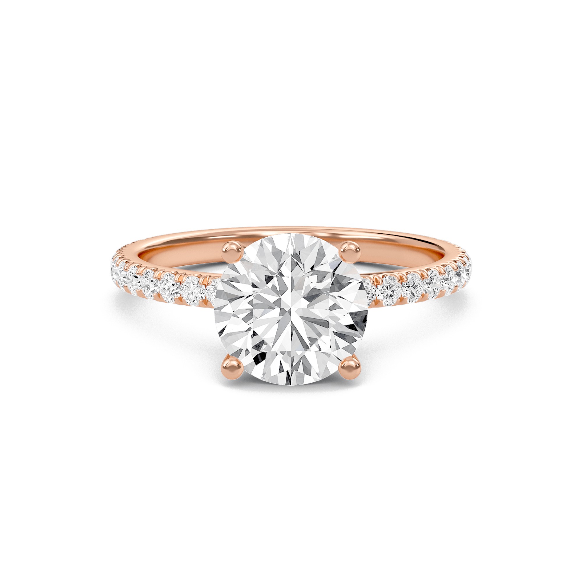 Round Embellished Prongs Pave Rings