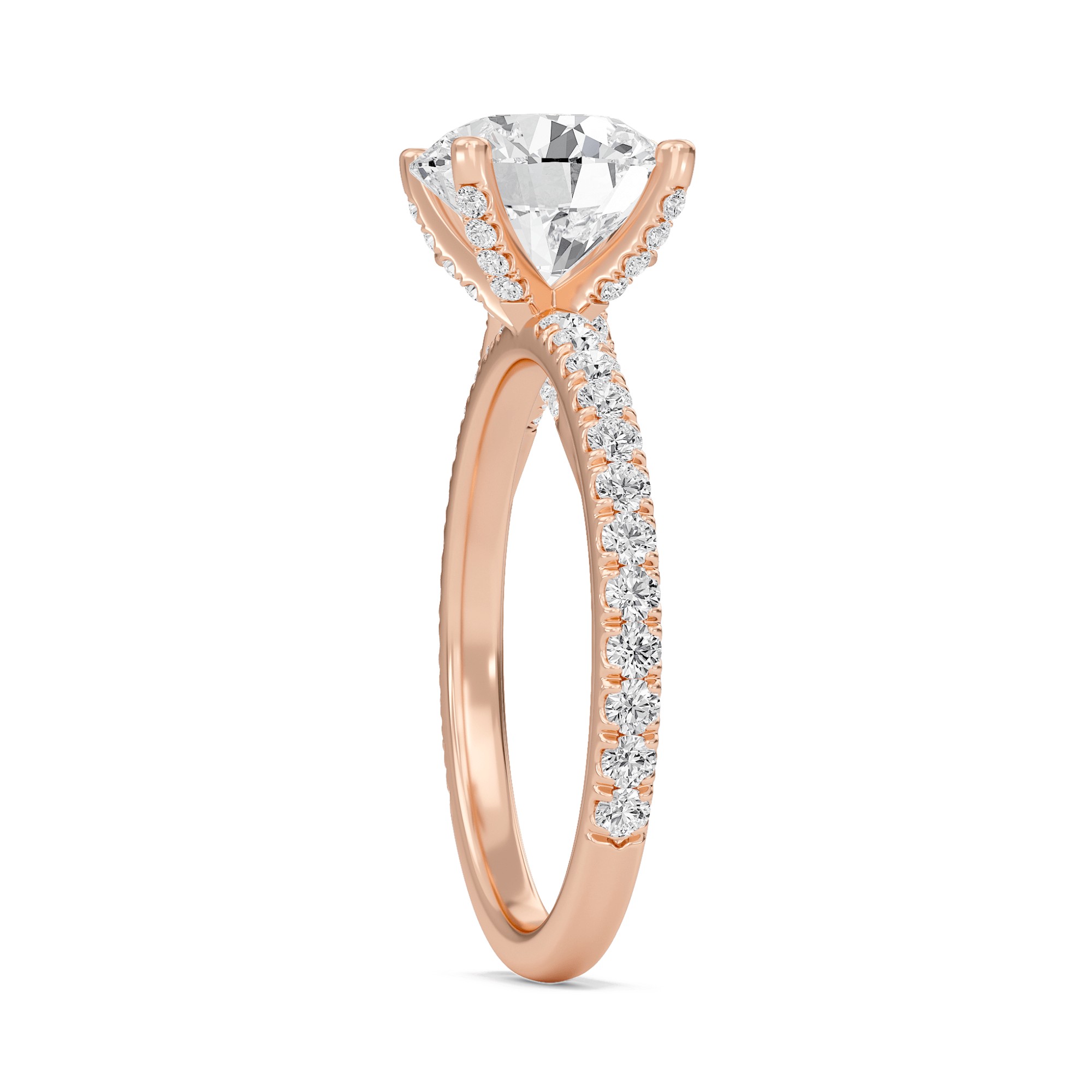 Round Embellished Prongs Pave Rings