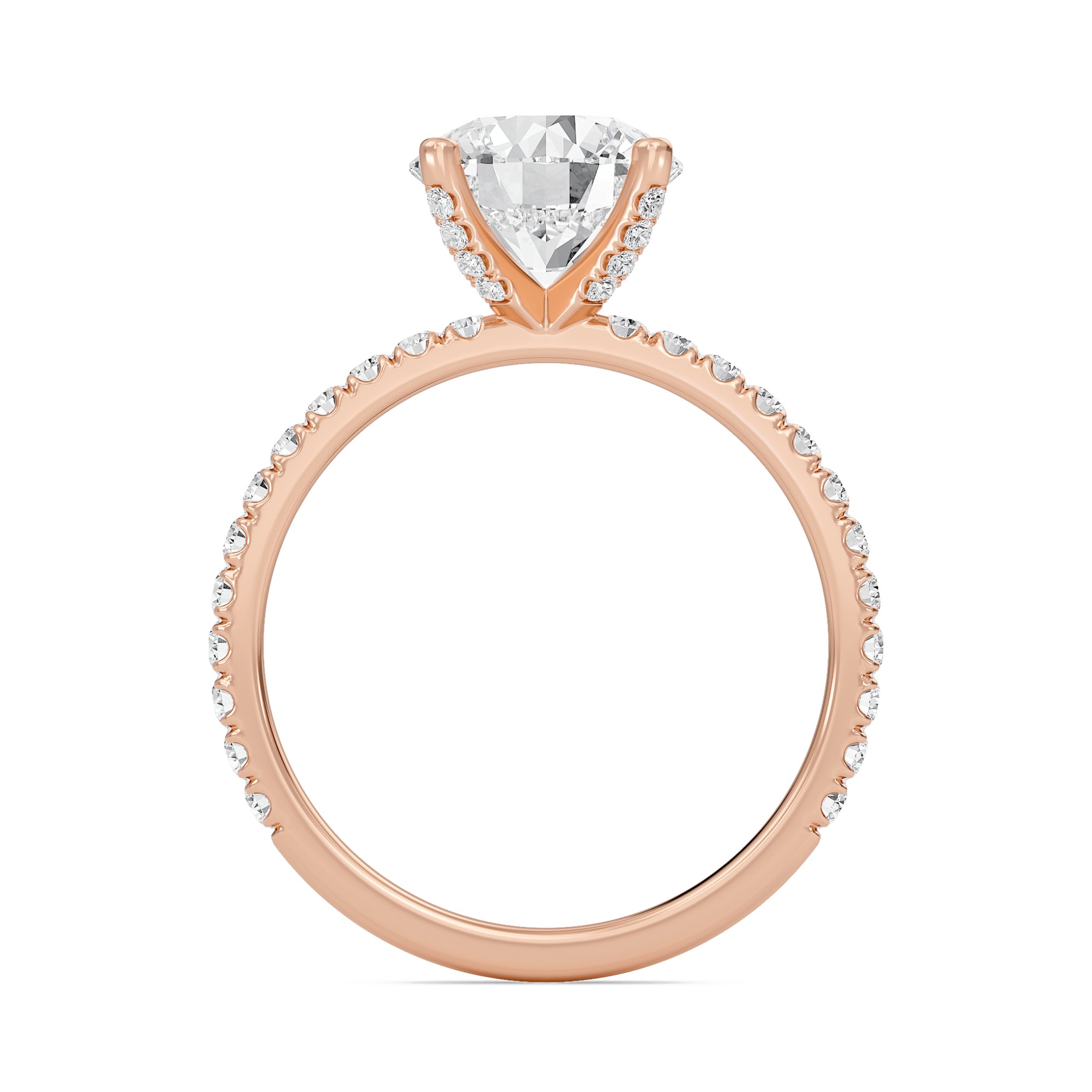 Round Embellished Prongs Pave Rings