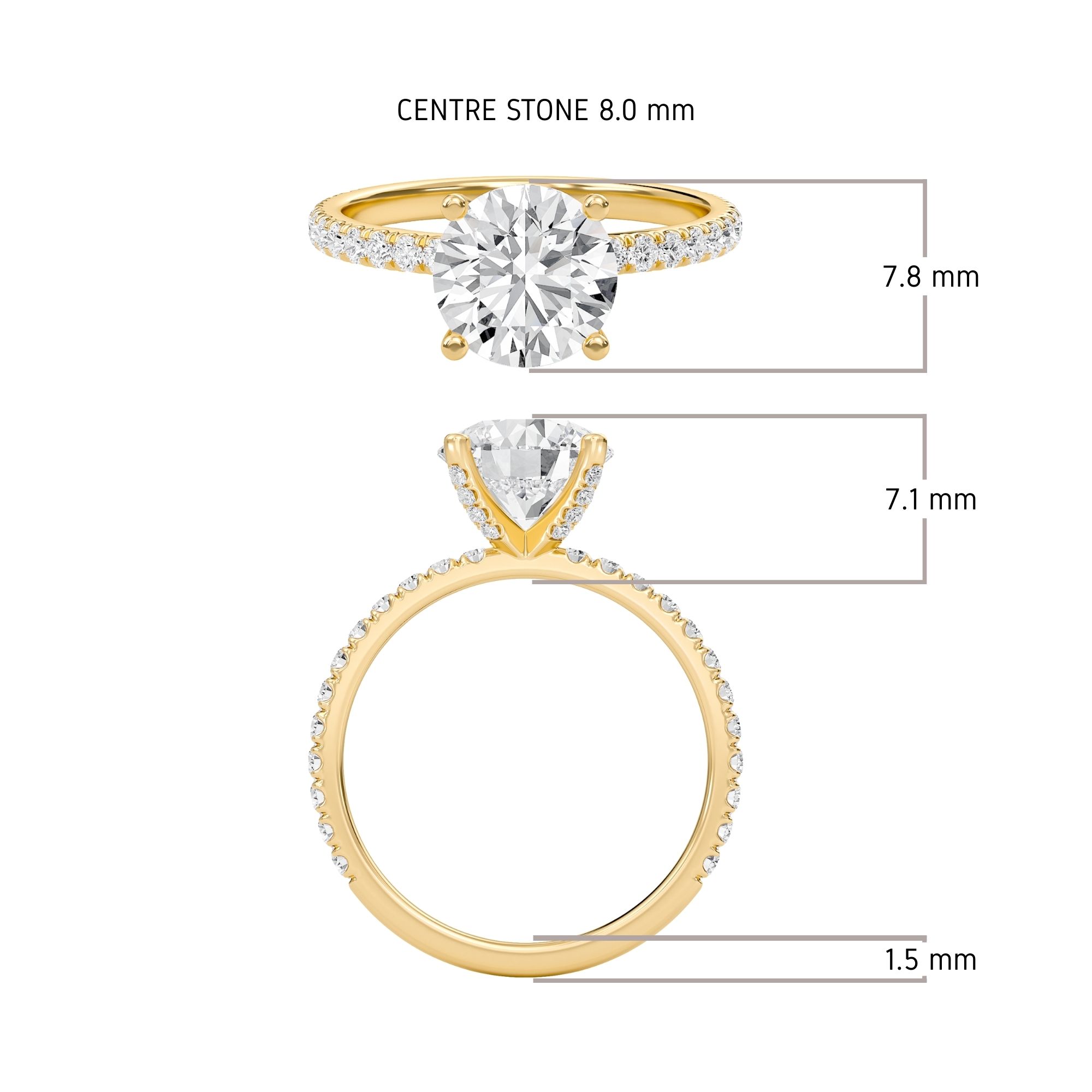 Round Embellished Prongs Pave Rings