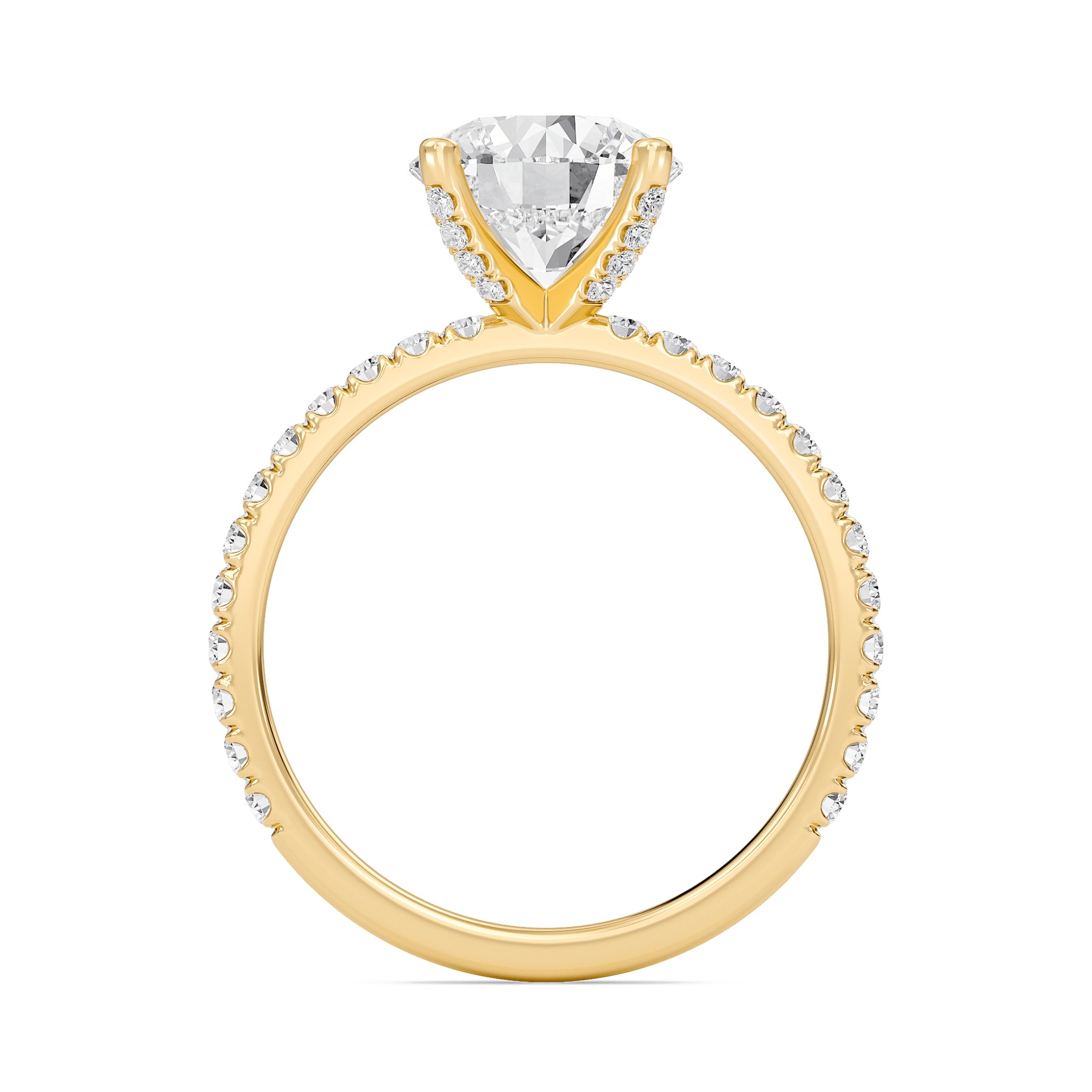 Round Embellished Prongs Pave Rings