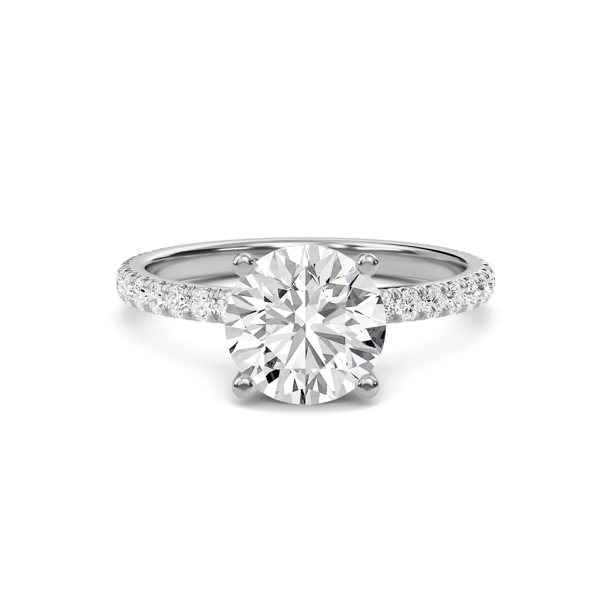 Round Embellished Prongs Pave Rings