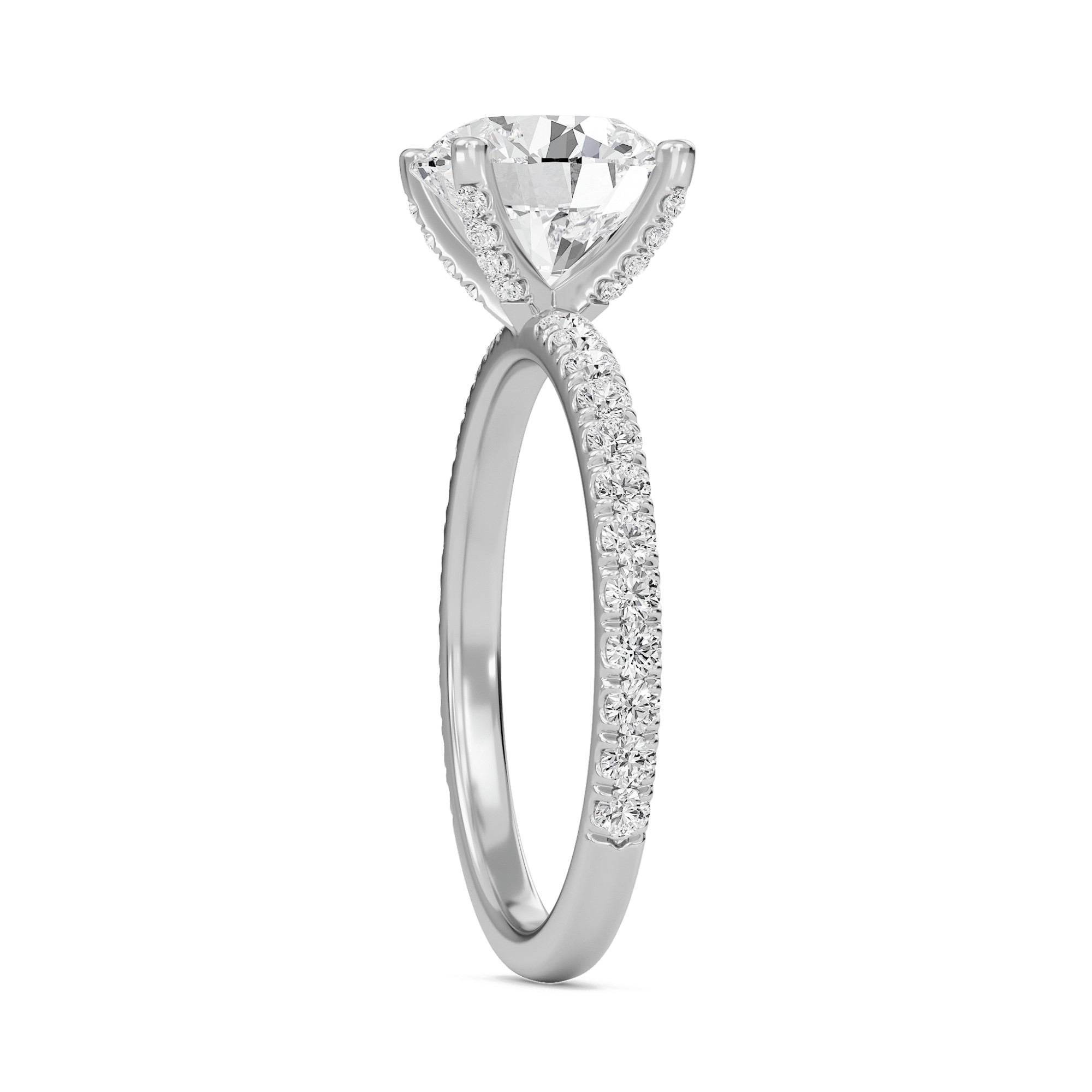 Round Embellished Prongs Pave Rings
