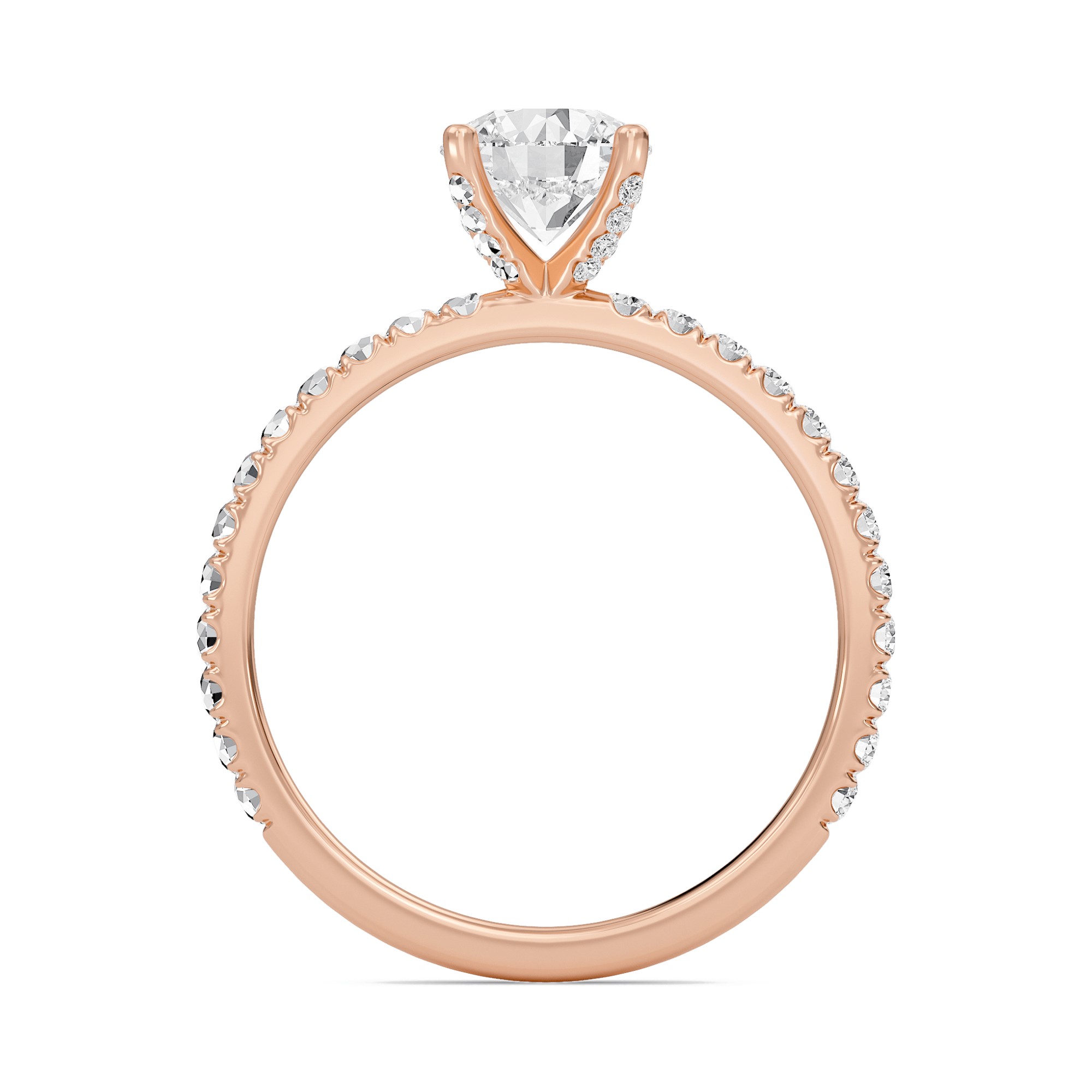 Round Embellished Prongs Pave Rings