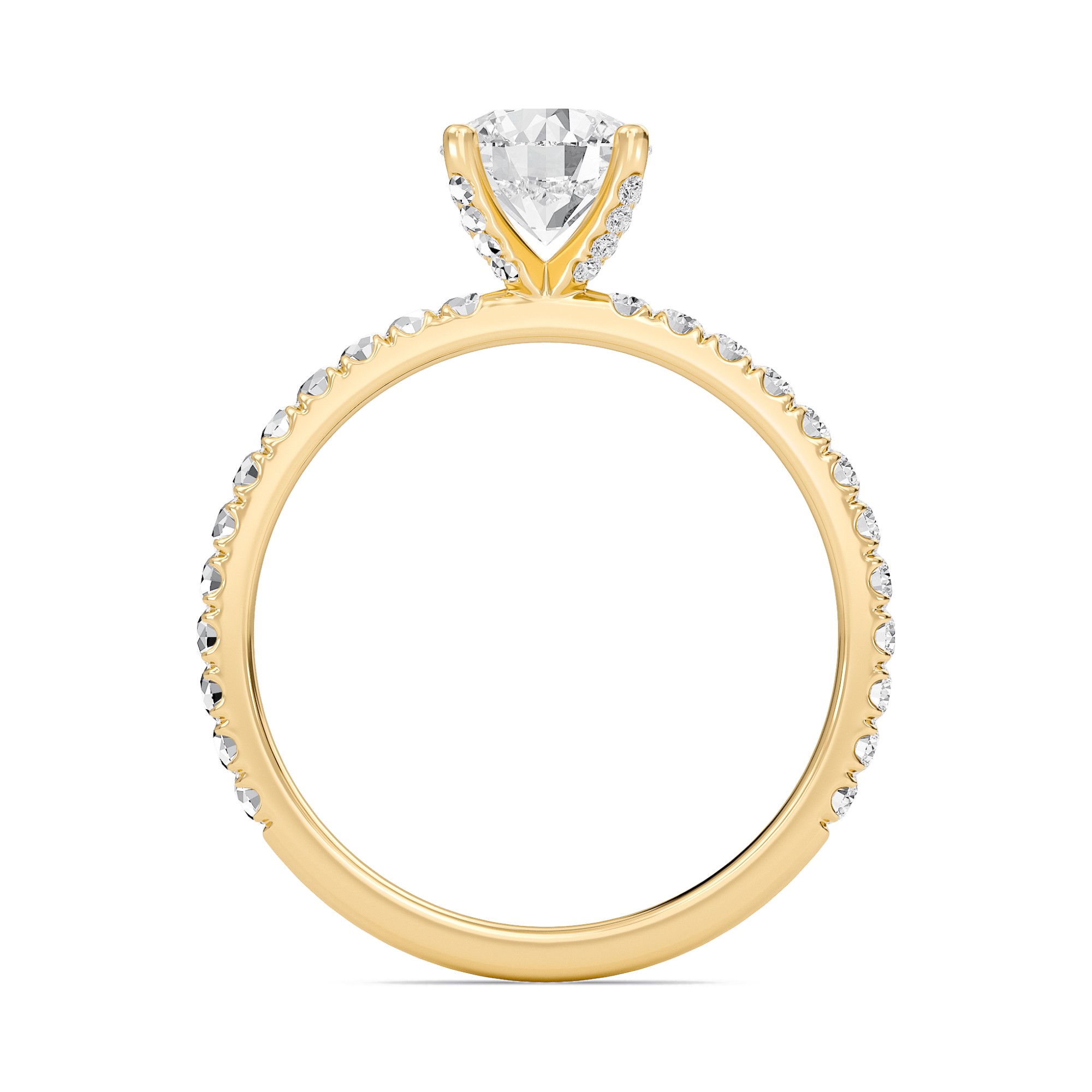 Round Embellished Prongs Pave Rings