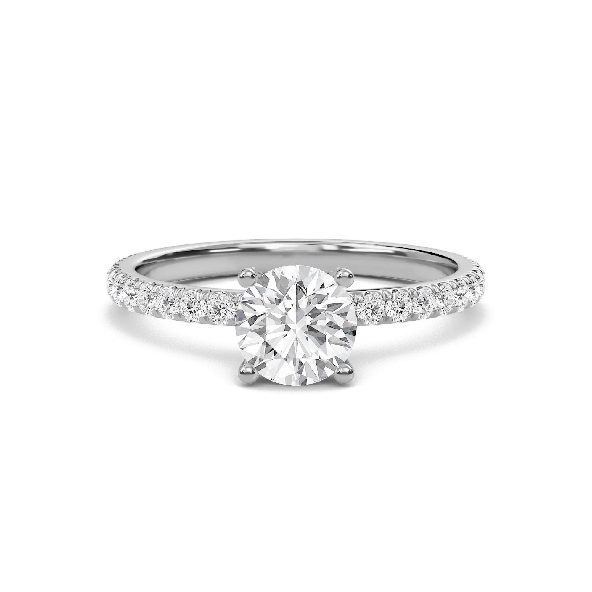 Round Embellished Prongs Pave Rings
