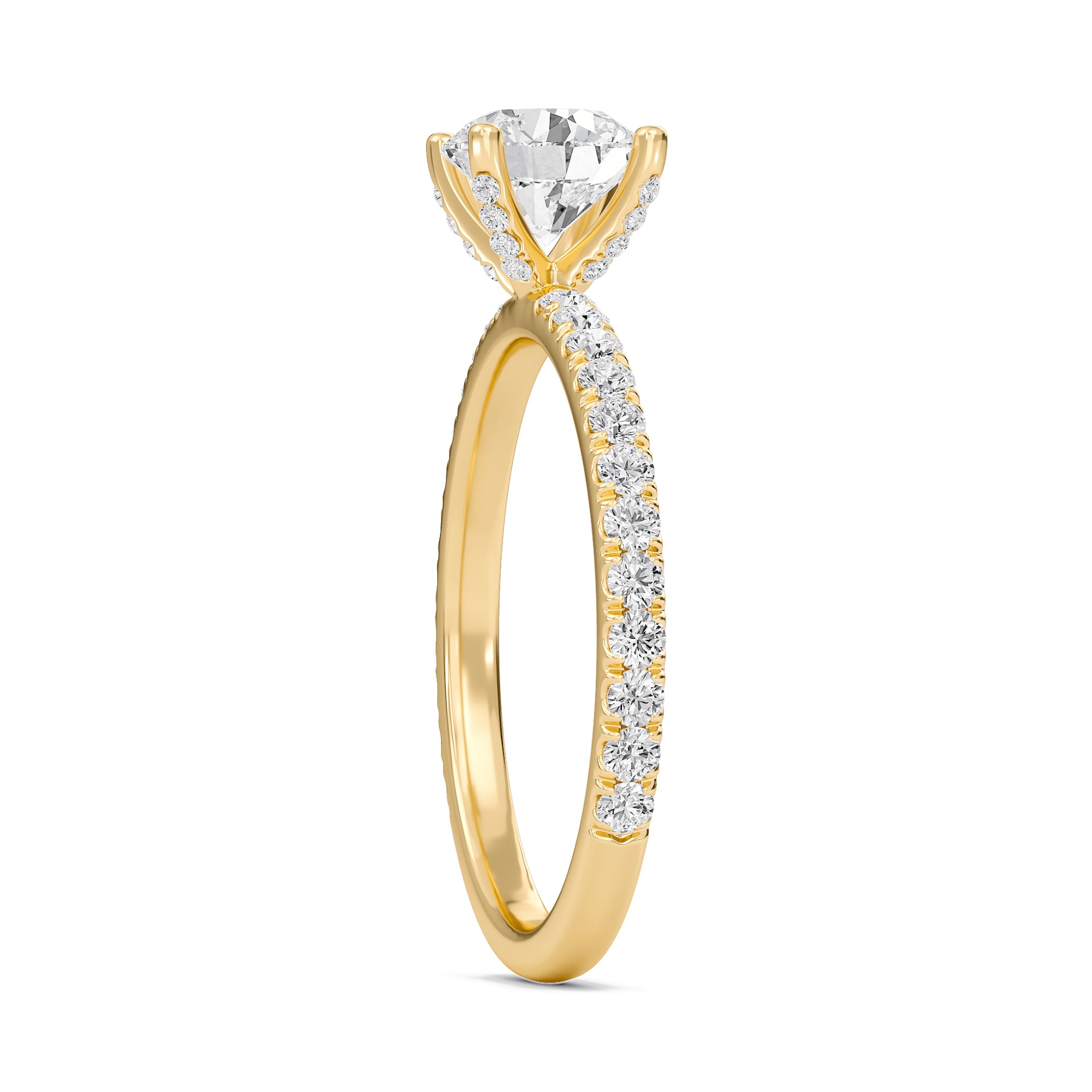 Round Embellished Prongs Pave Rings