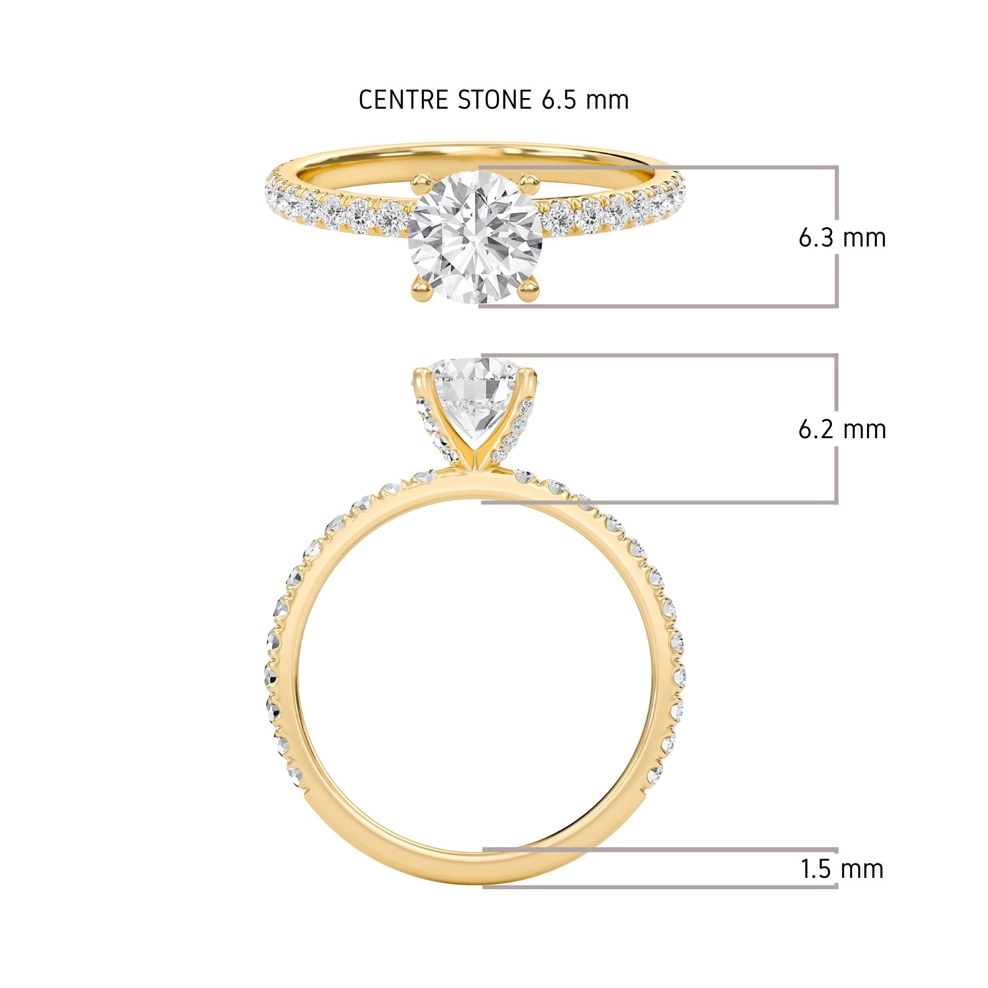 Round Embellished Prongs Pave Rings
