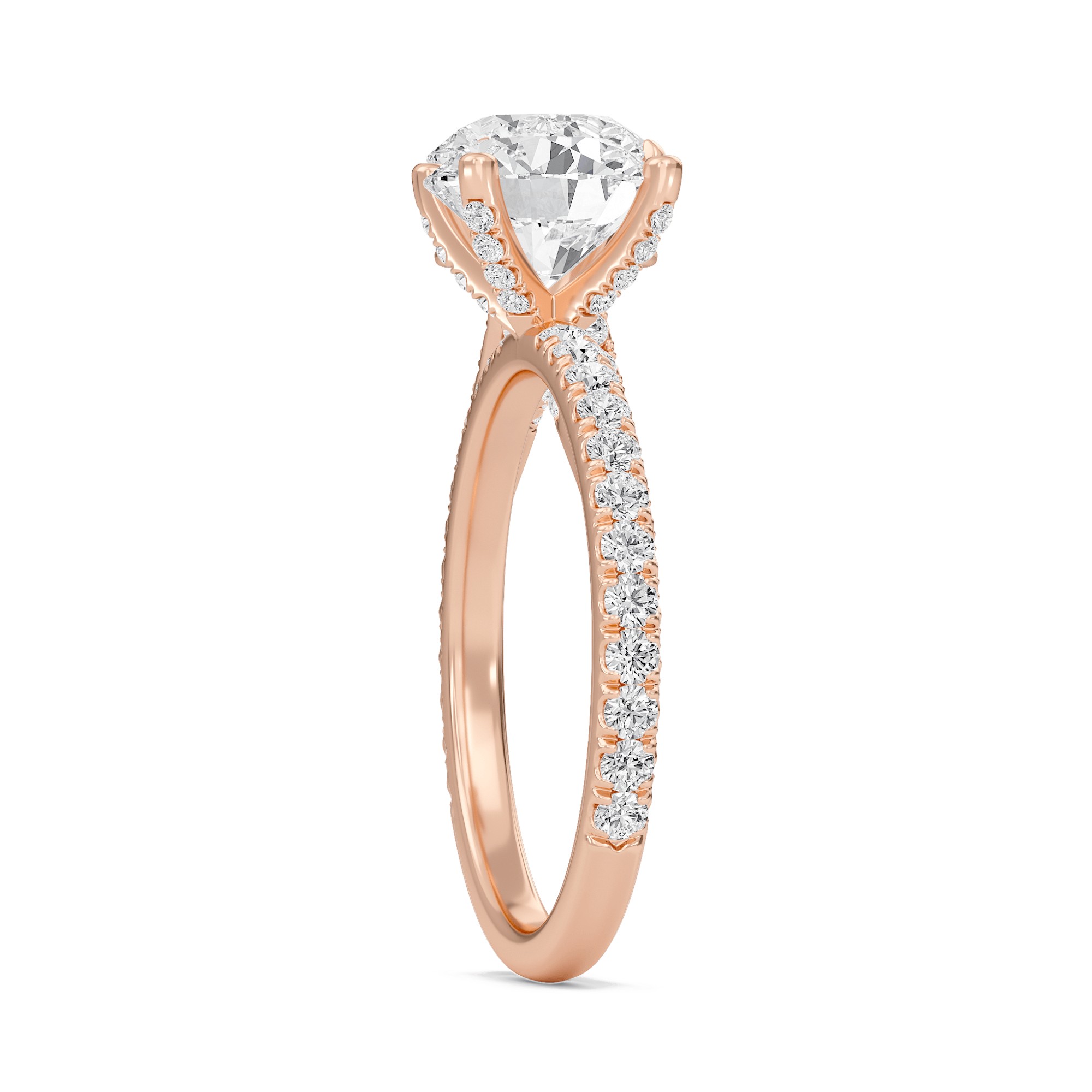Round Embellished Prongs Pave Rings