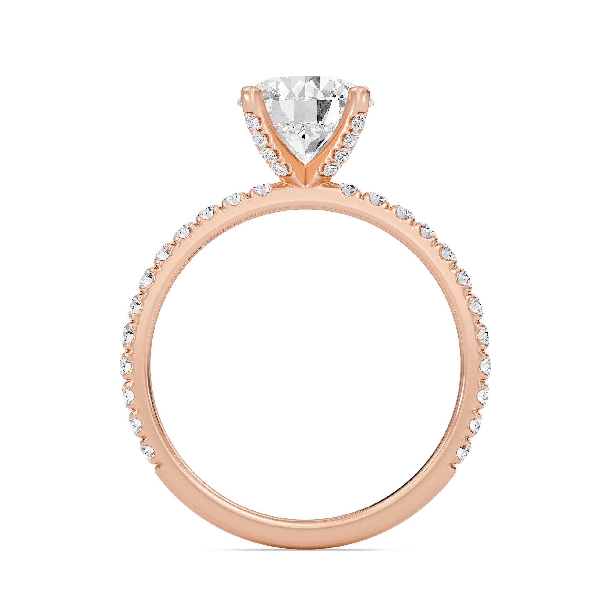 Round Embellished Prongs Pave Rings