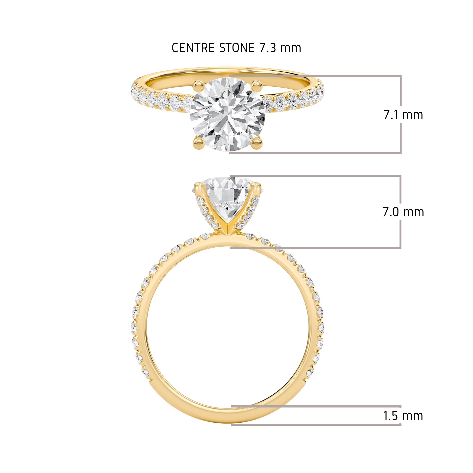 Round Embellished Prongs Pave Rings