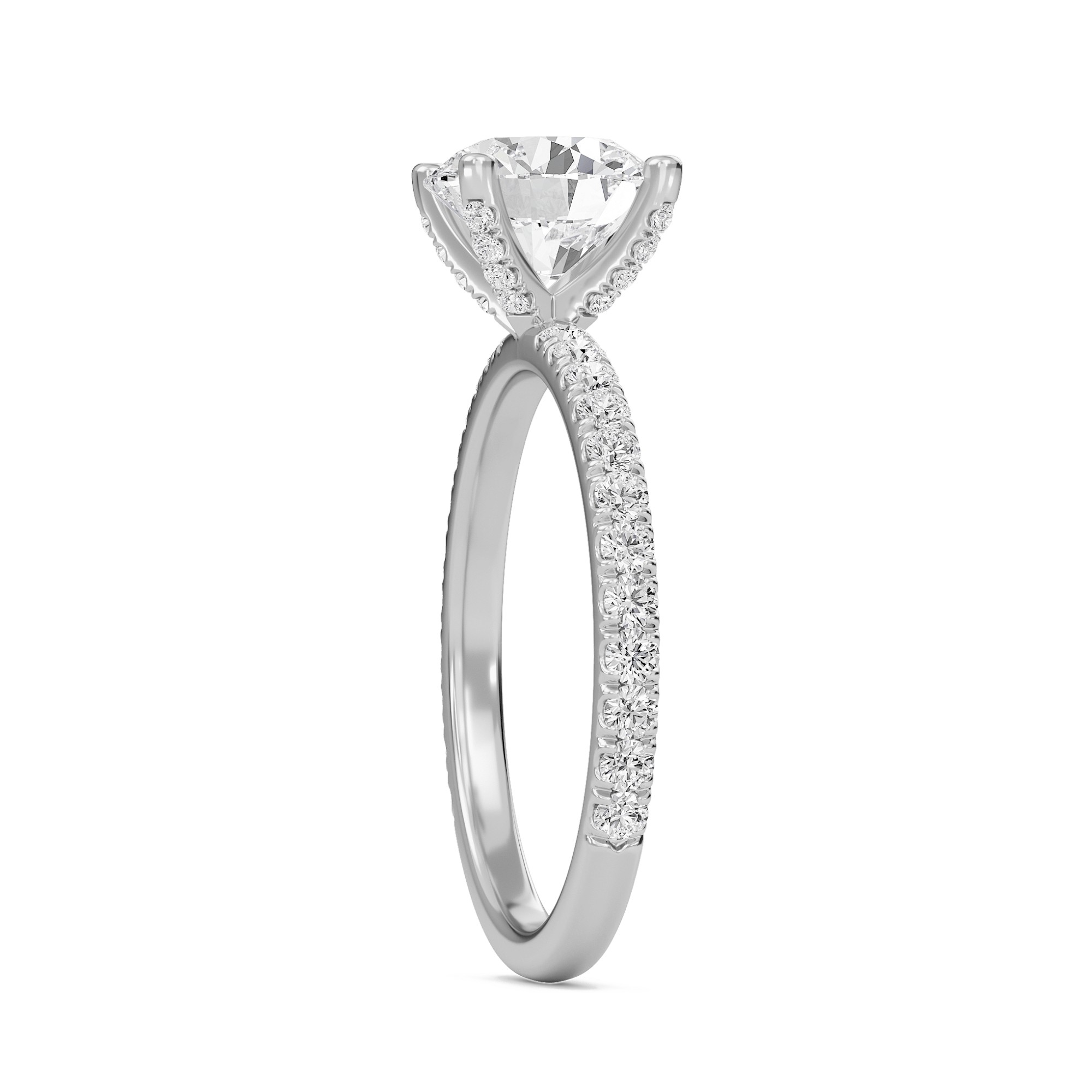 Round Embellished Prongs Pave Rings
