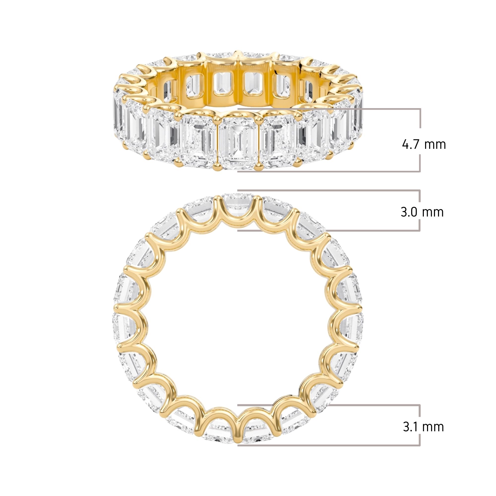 Emerald Vertical U-Shaped Eternity Band