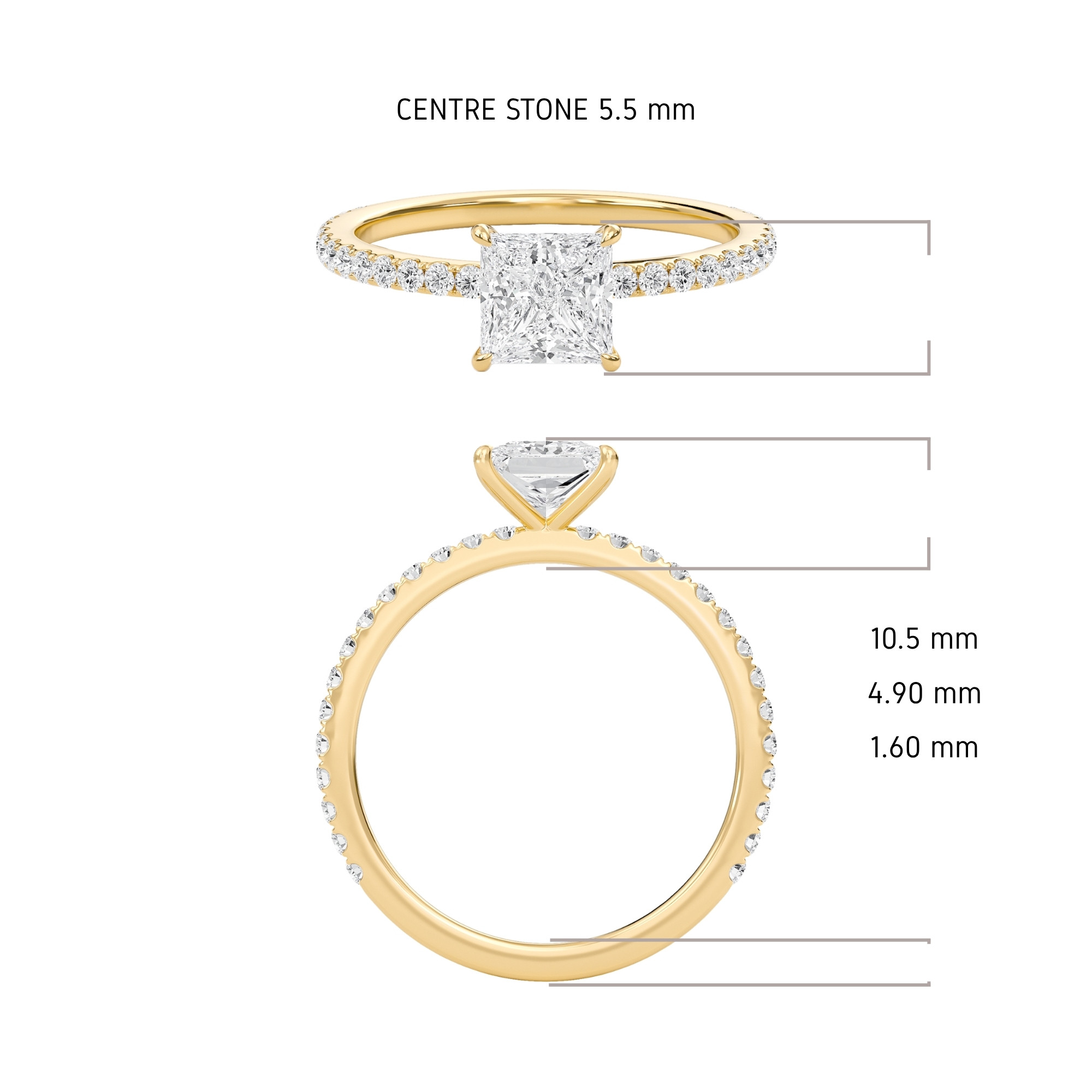 Princess Classic Pave Engagement Ring