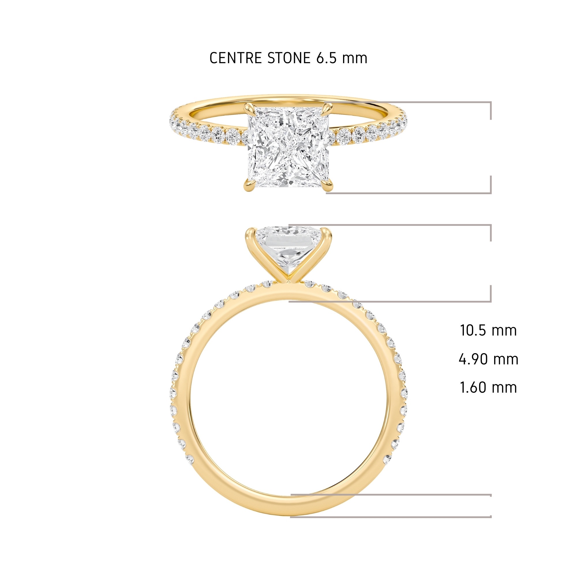 Princess Classic Pave Engagement Ring