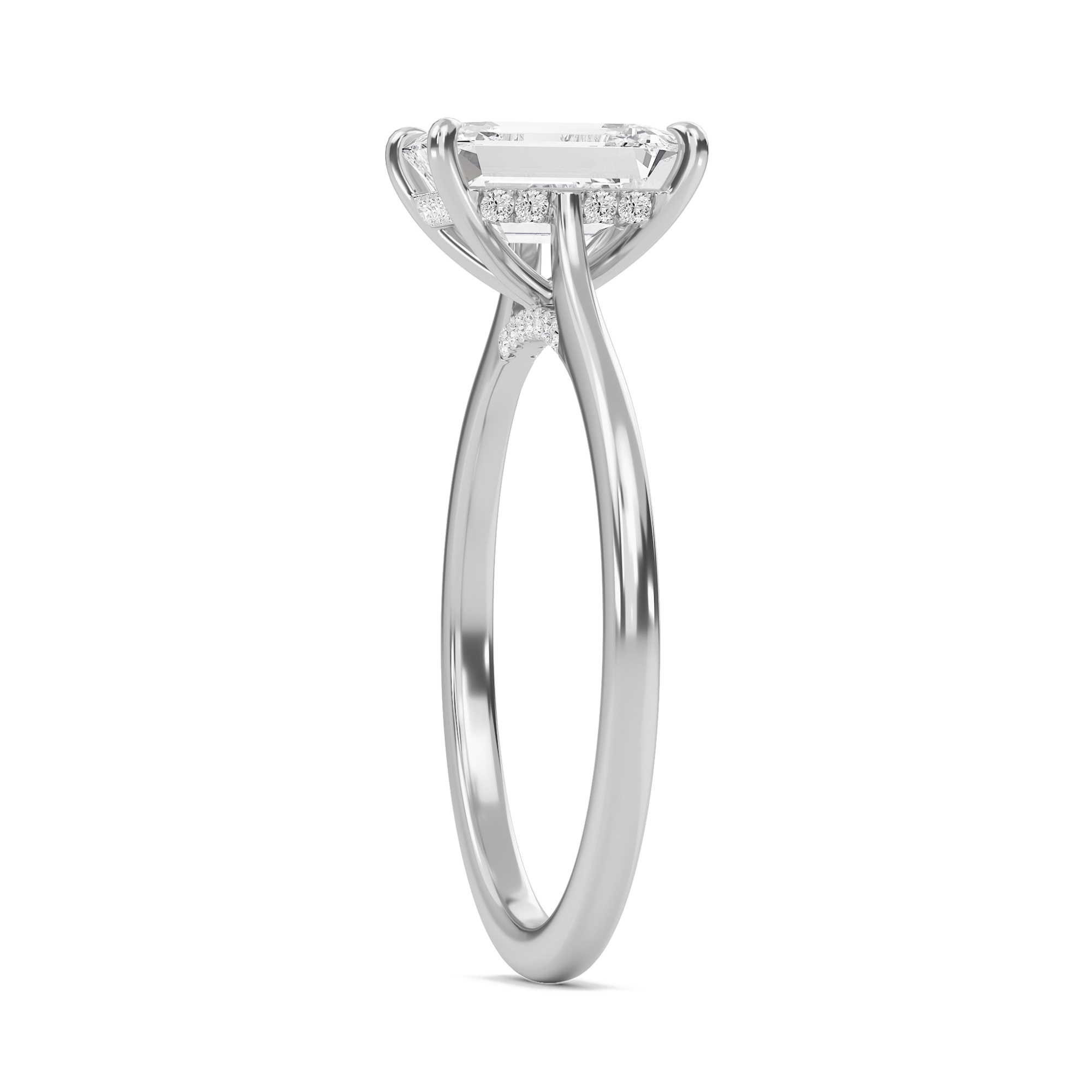 Emerald Cathedral Hidden Halo Engagement Ring