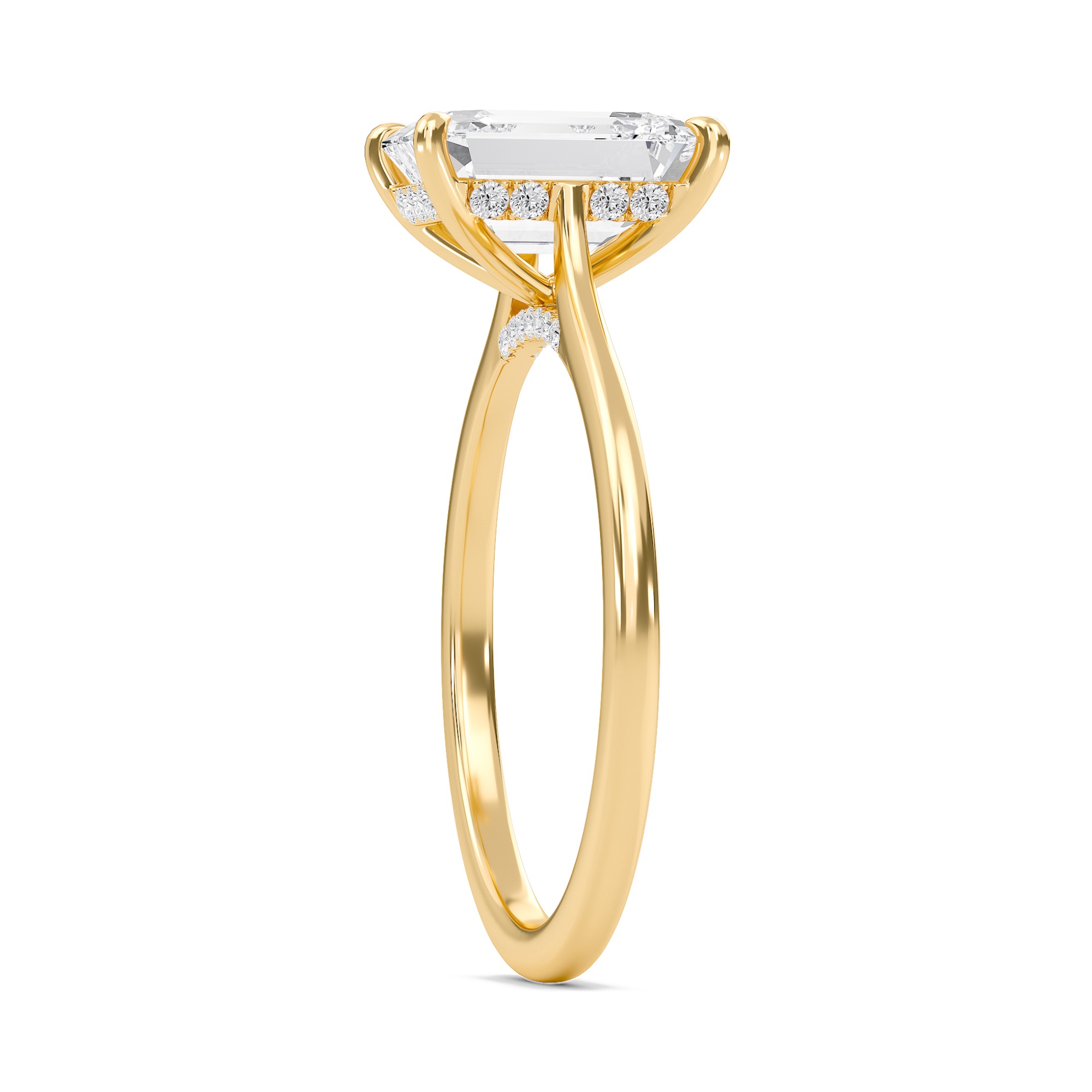 Emerald Cathedral Hidden Halo Engagement Ring