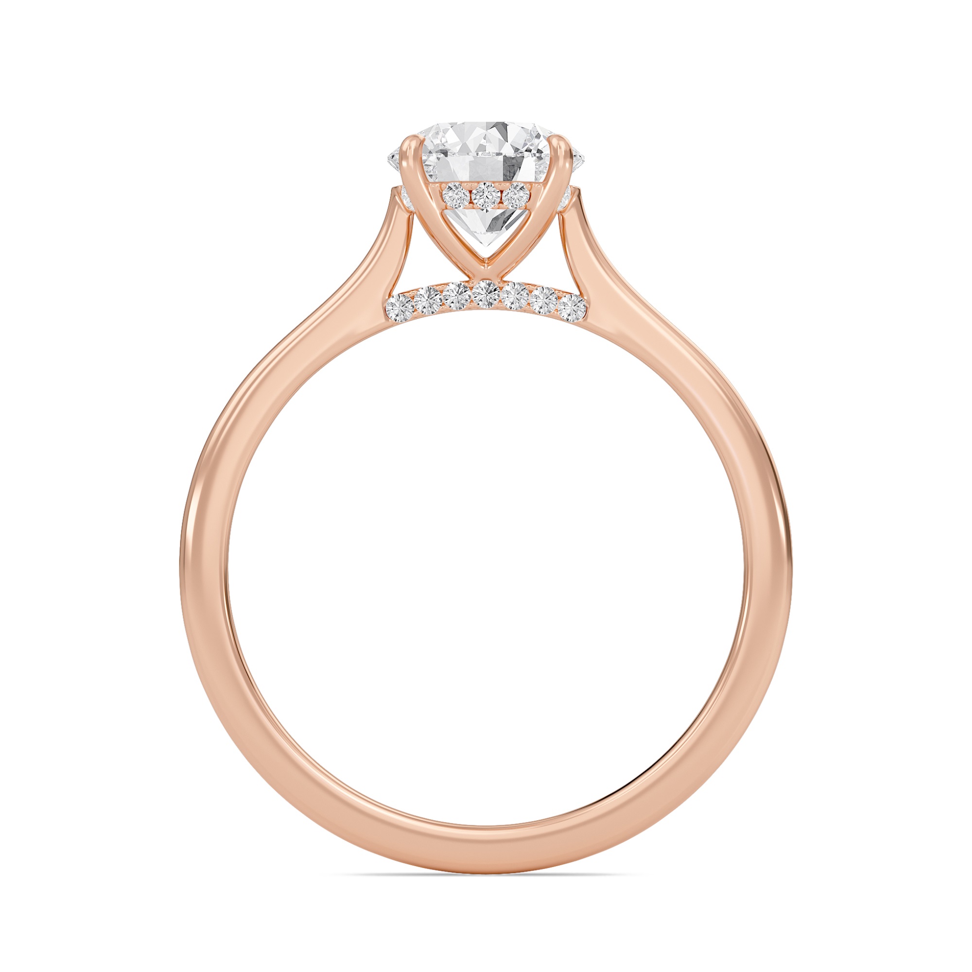 Round Cathedral Hidden Halo Engagement Ring