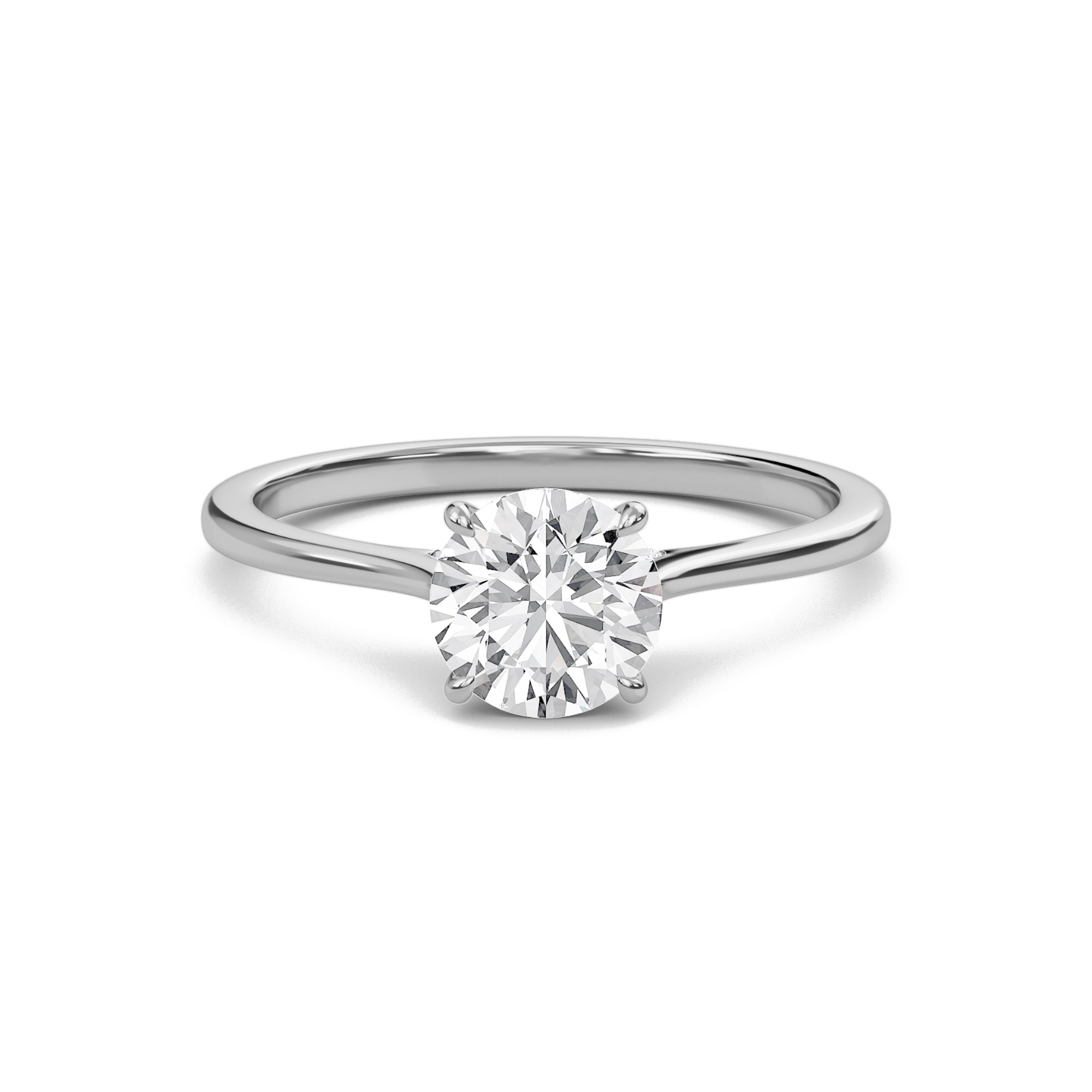 Round Cathedral Hidden Halo Engagement Ring