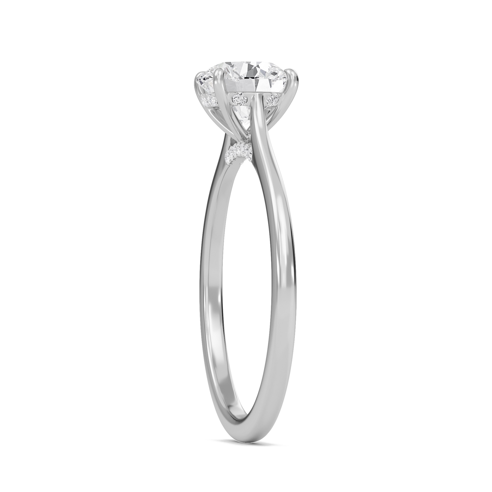 Round Cathedral Hidden Halo Engagement Ring