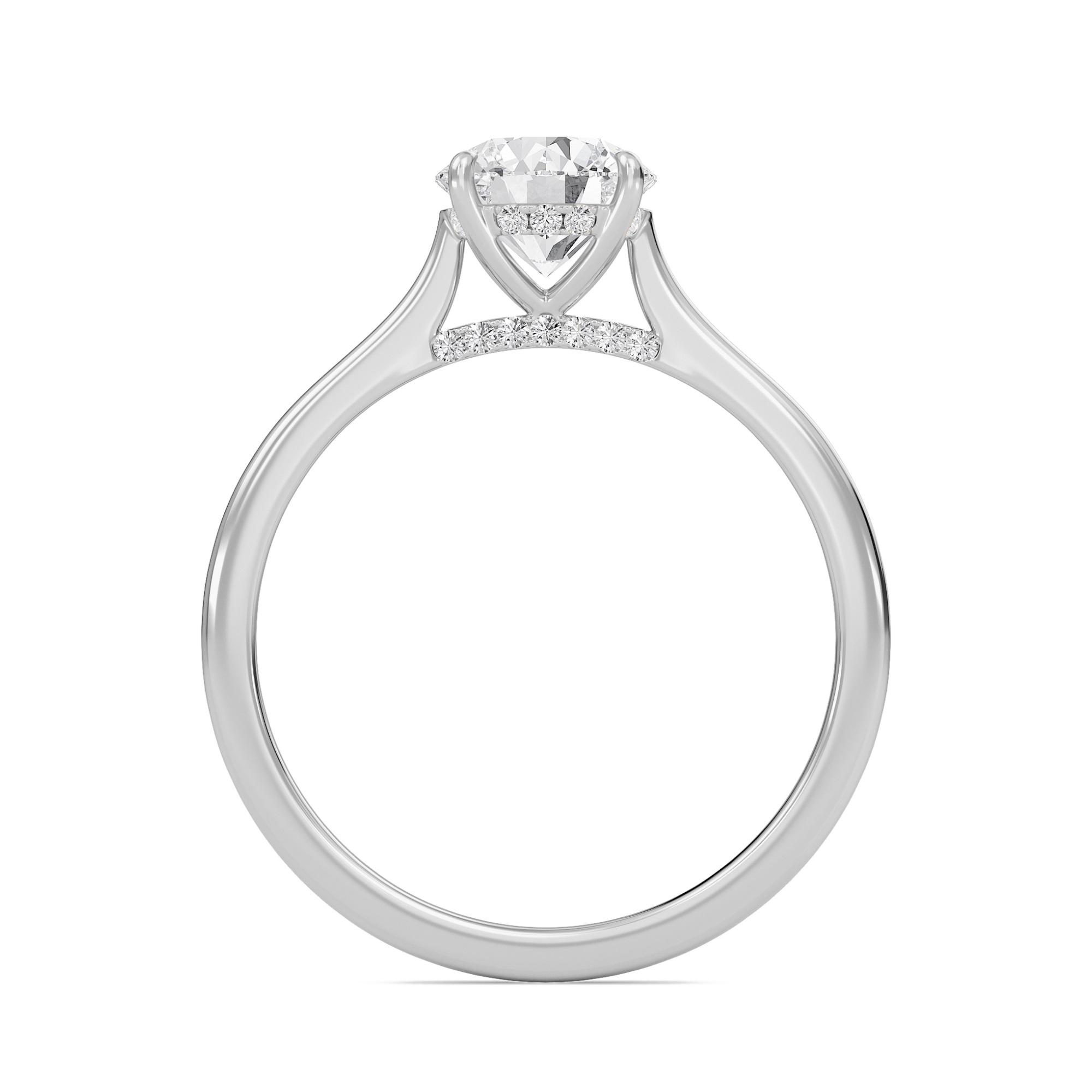 Round Cathedral Hidden Halo Engagement Ring