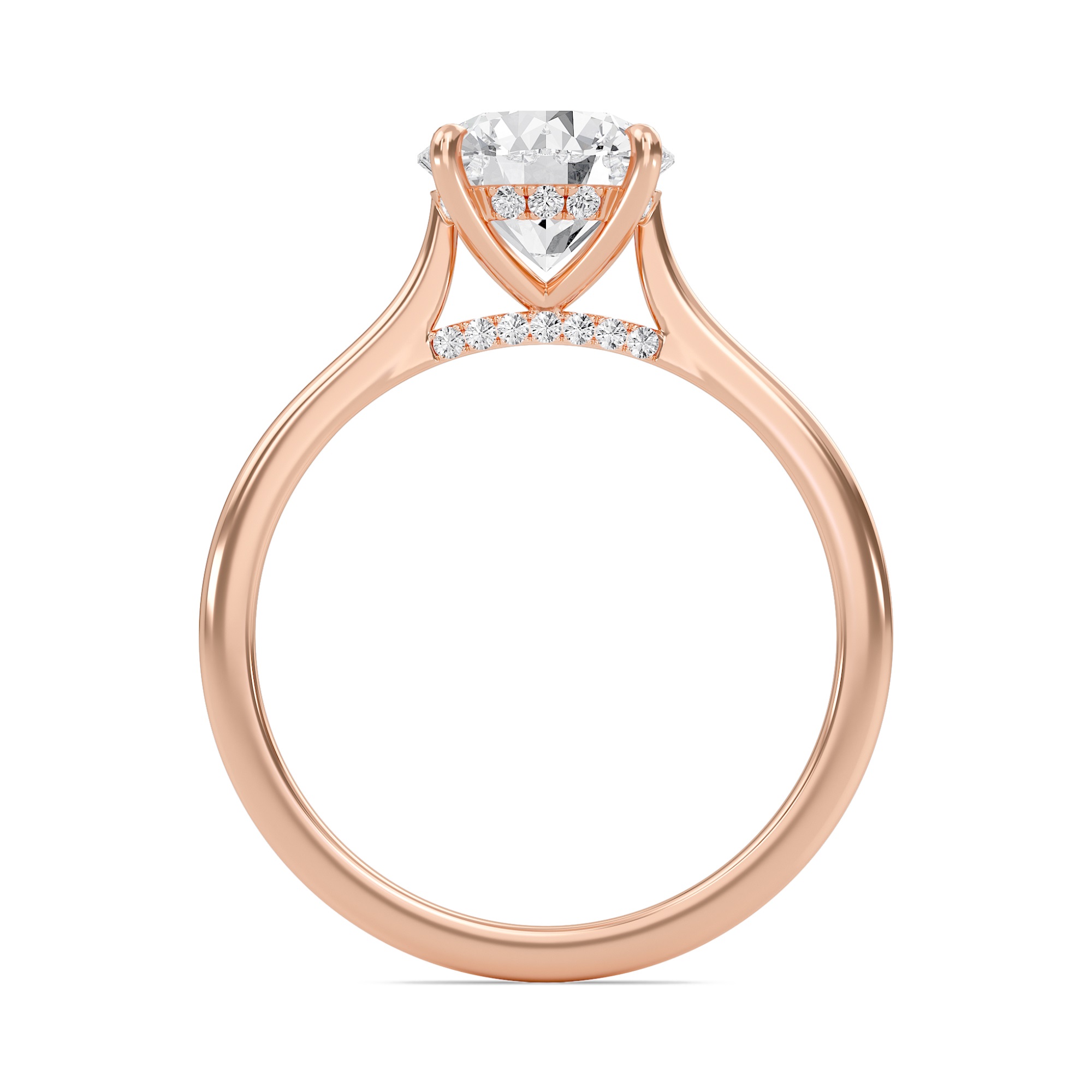 Round Cathedral Hidden Halo Engagement Ring