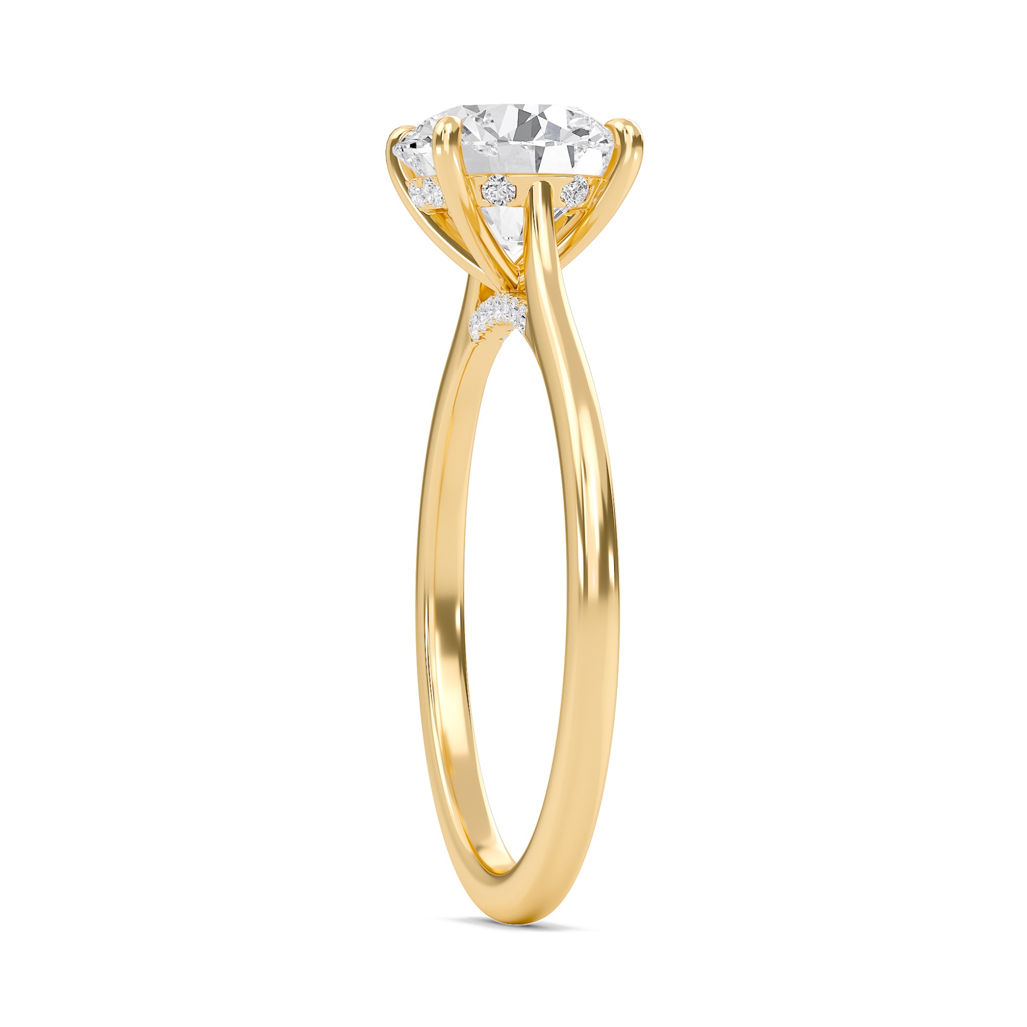 Round Cathedral Hidden Halo Engagement Ring