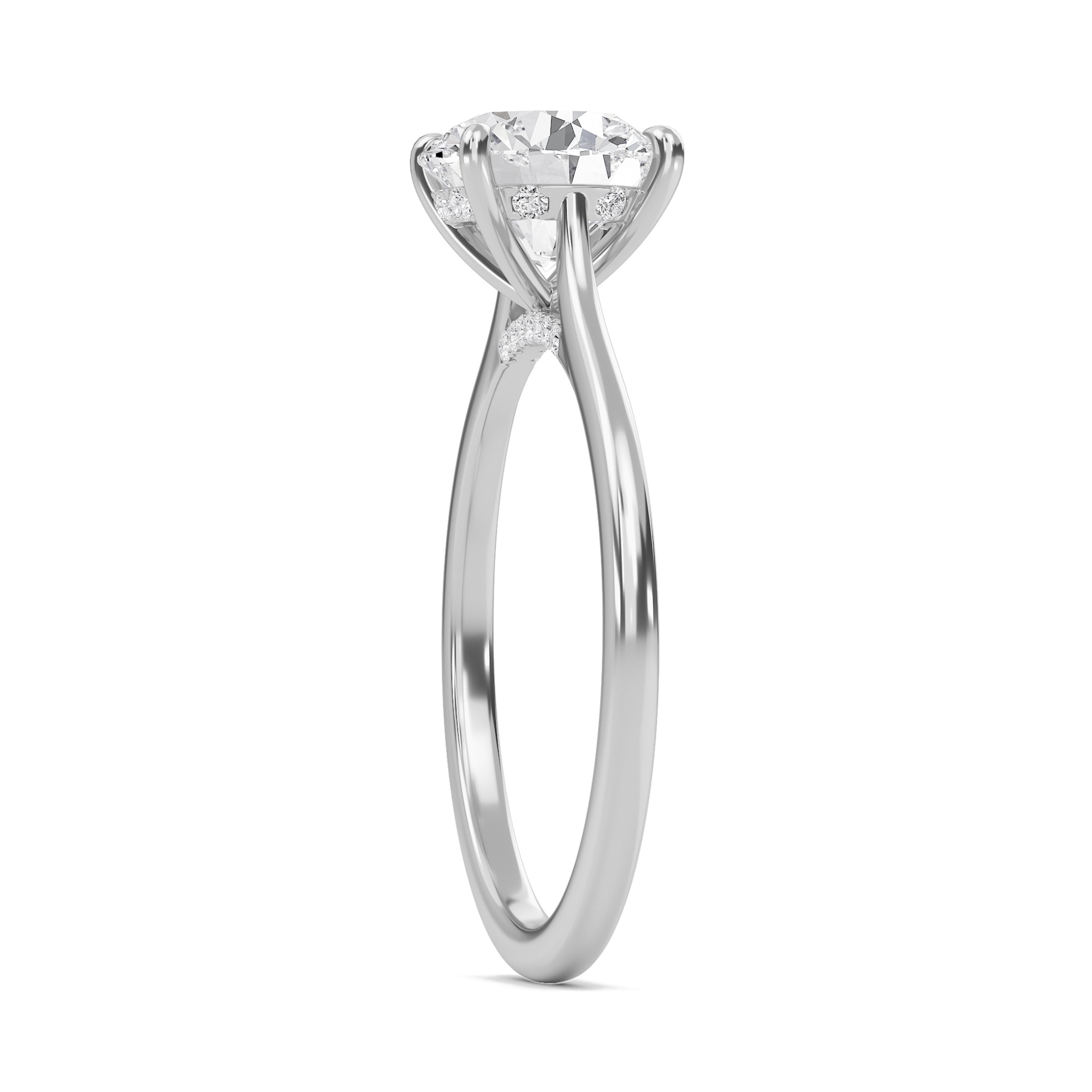 Round Cathedral Hidden Halo Engagement Ring