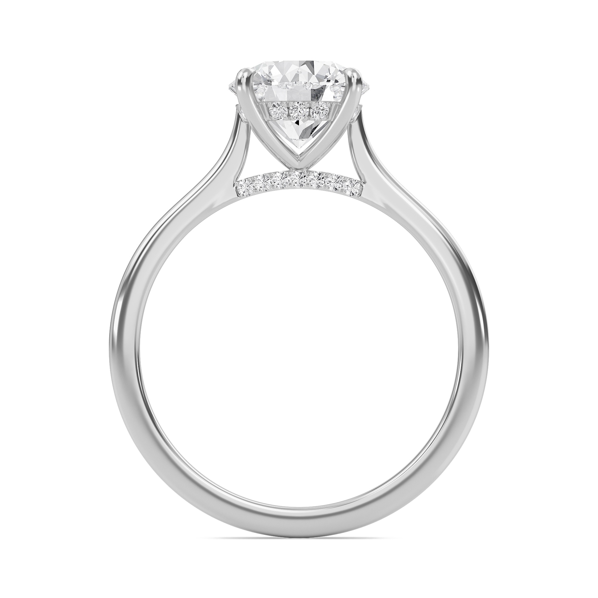 Round Cathedral Hidden Halo Engagement Ring
