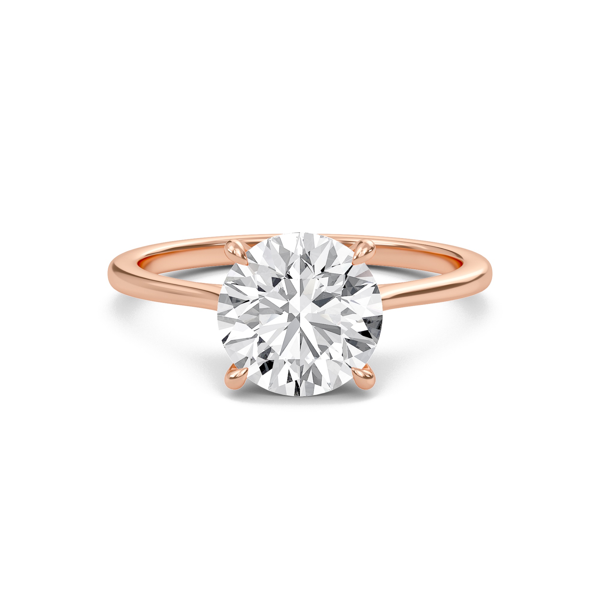 Round Cathedral Hidden Halo Engagement Ring
