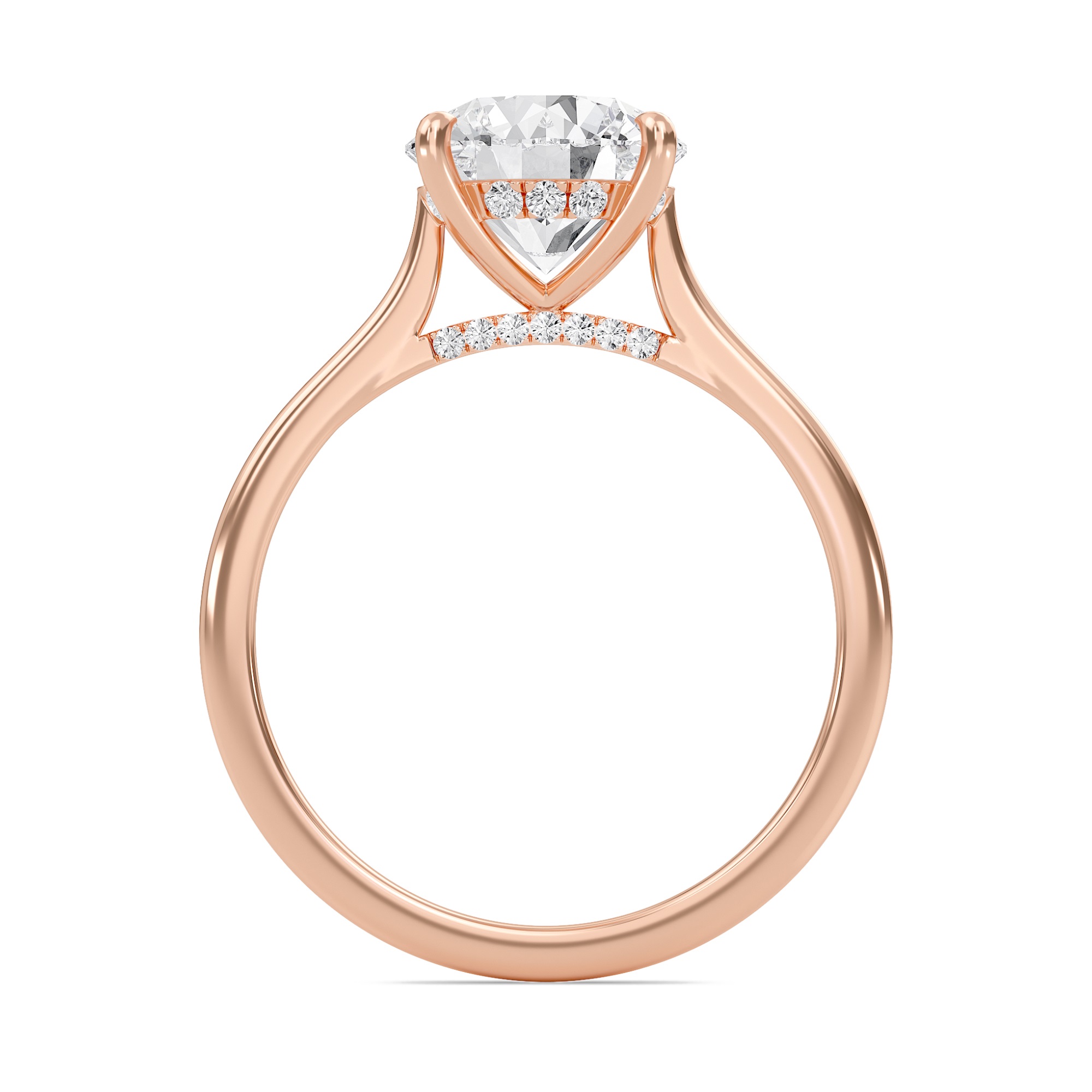 Round Cathedral Hidden Halo Engagement Ring