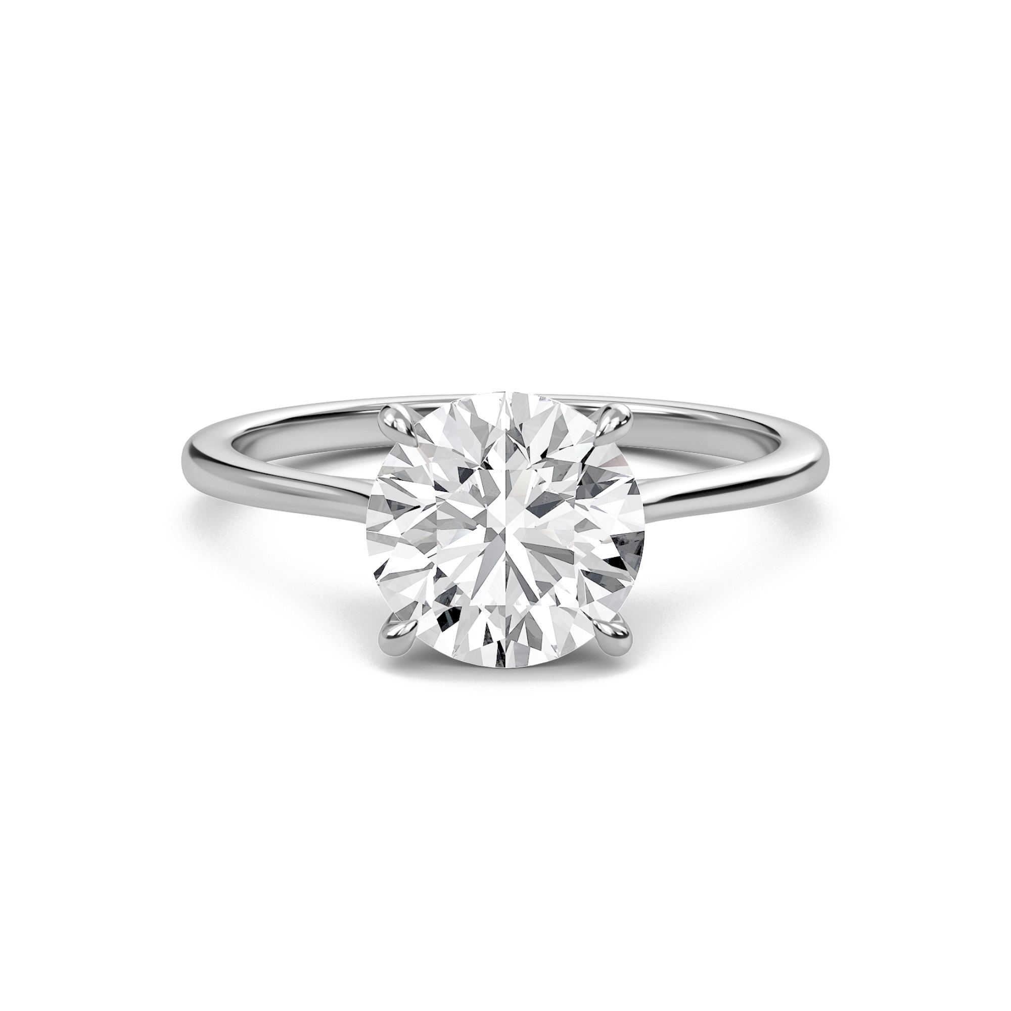Round Cathedral Hidden Halo Engagement Ring