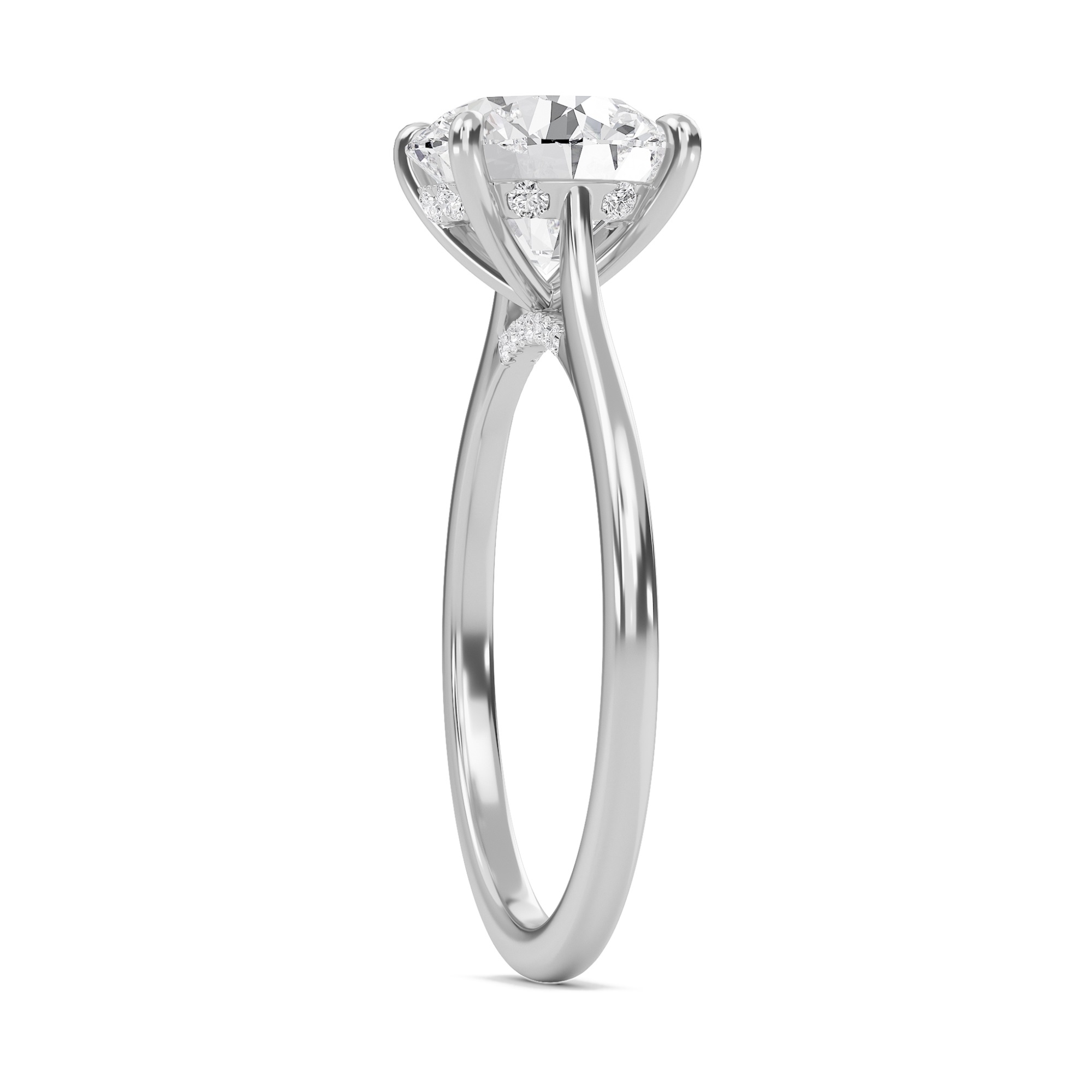 Round Cathedral Hidden Halo Engagement Ring