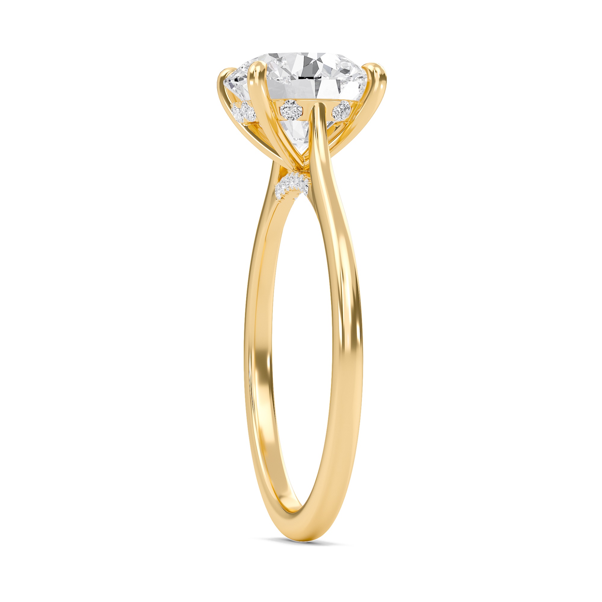 Round Cathedral Hidden Halo Engagement Ring