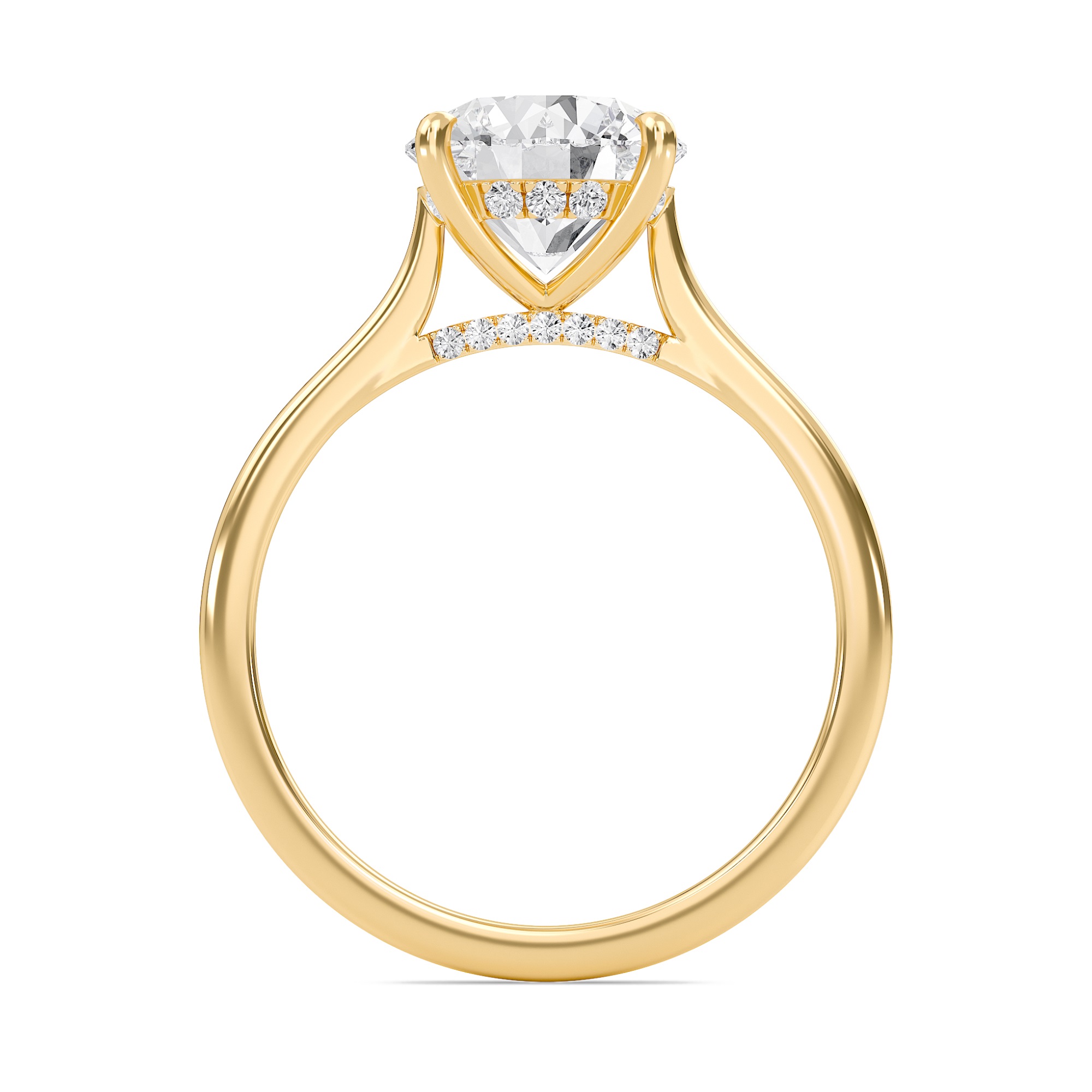 Round Cathedral Hidden Halo Engagement Ring