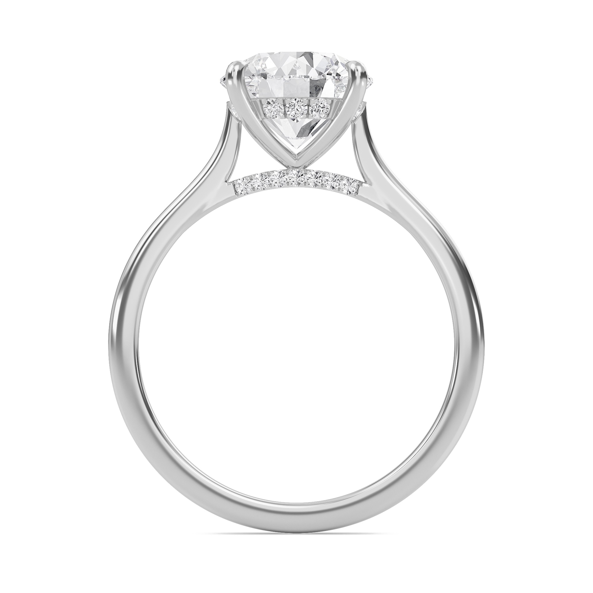 Round Cathedral Hidden Halo Engagement Ring