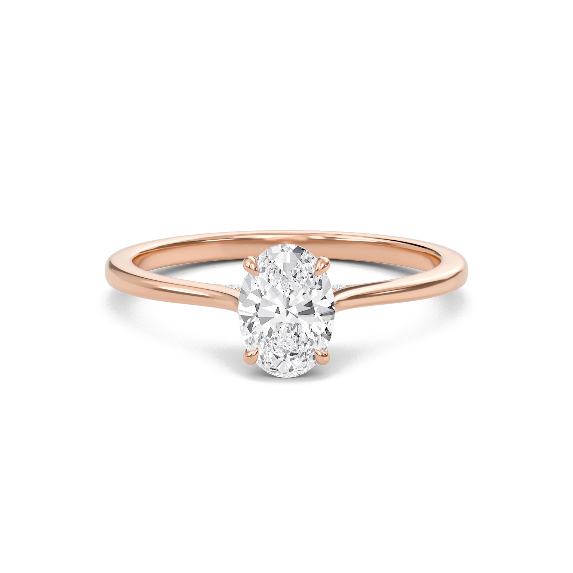 Oval Cathedral Hidden Halo Engagement Ring