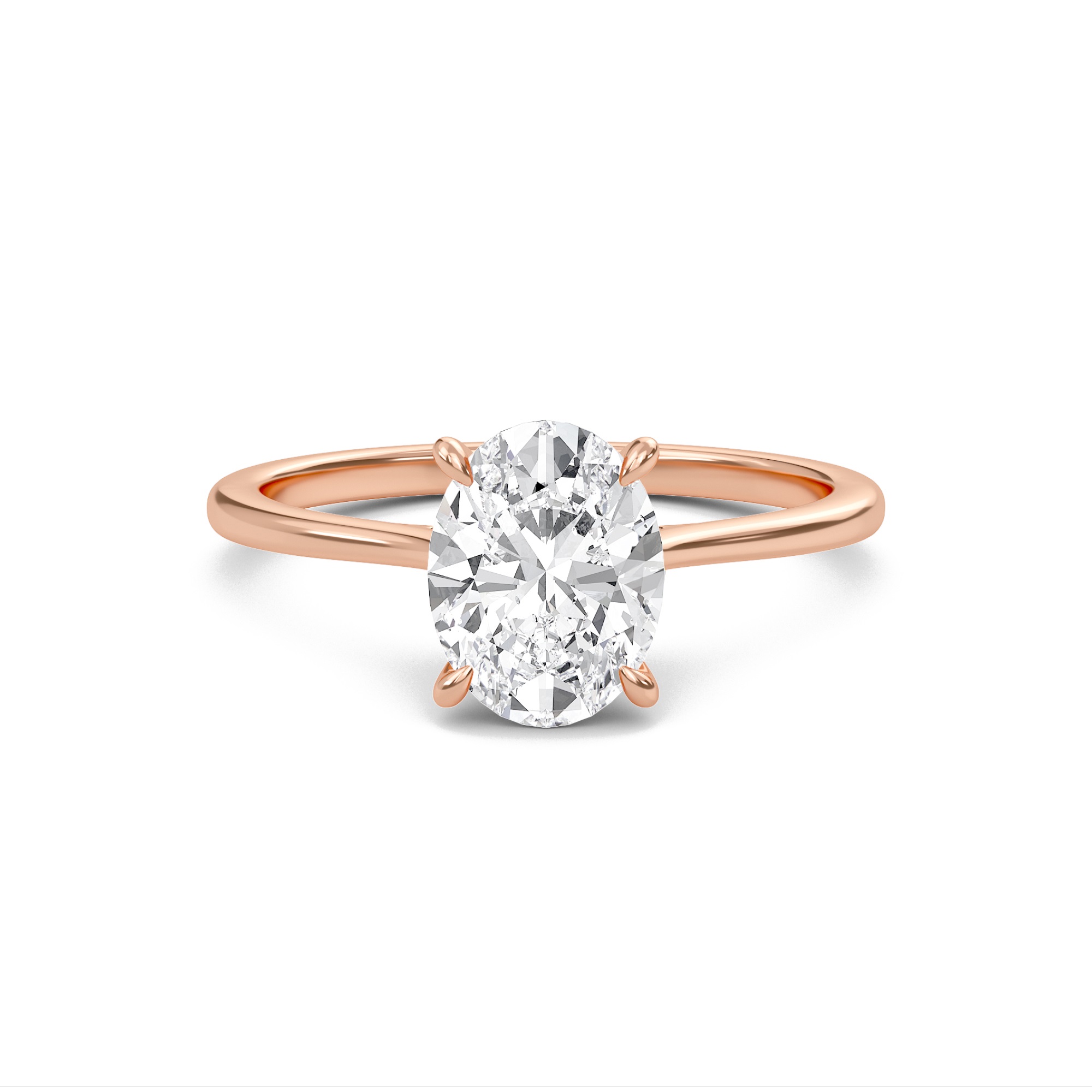 Oval Cathedral Hidden Halo Engagement Ring