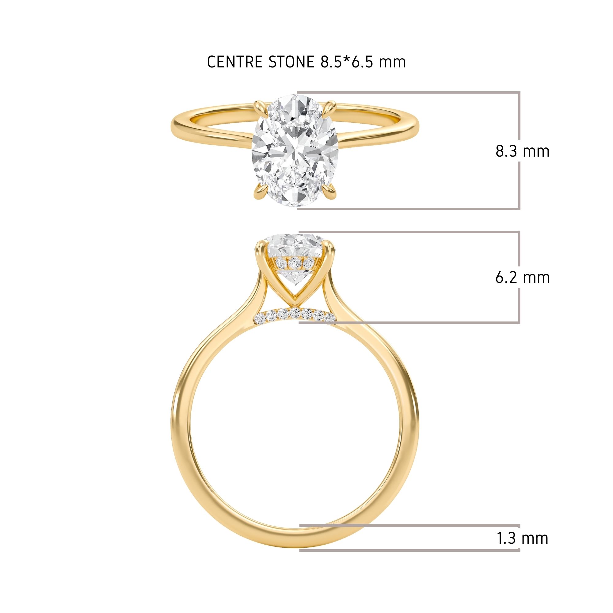 Oval Cathedral Hidden Halo Engagement Ring