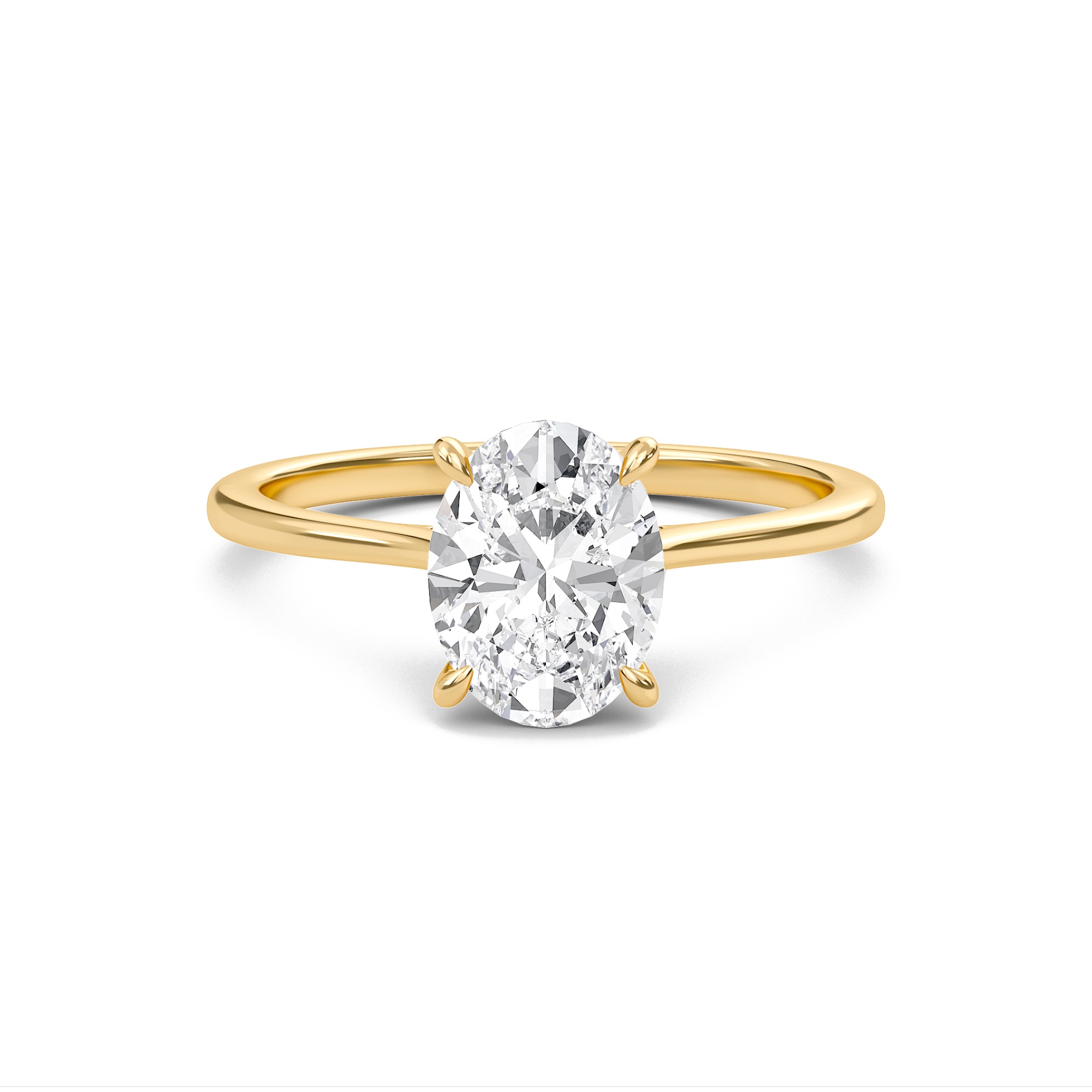 Oval Cathedral Hidden Halo Engagement Ring