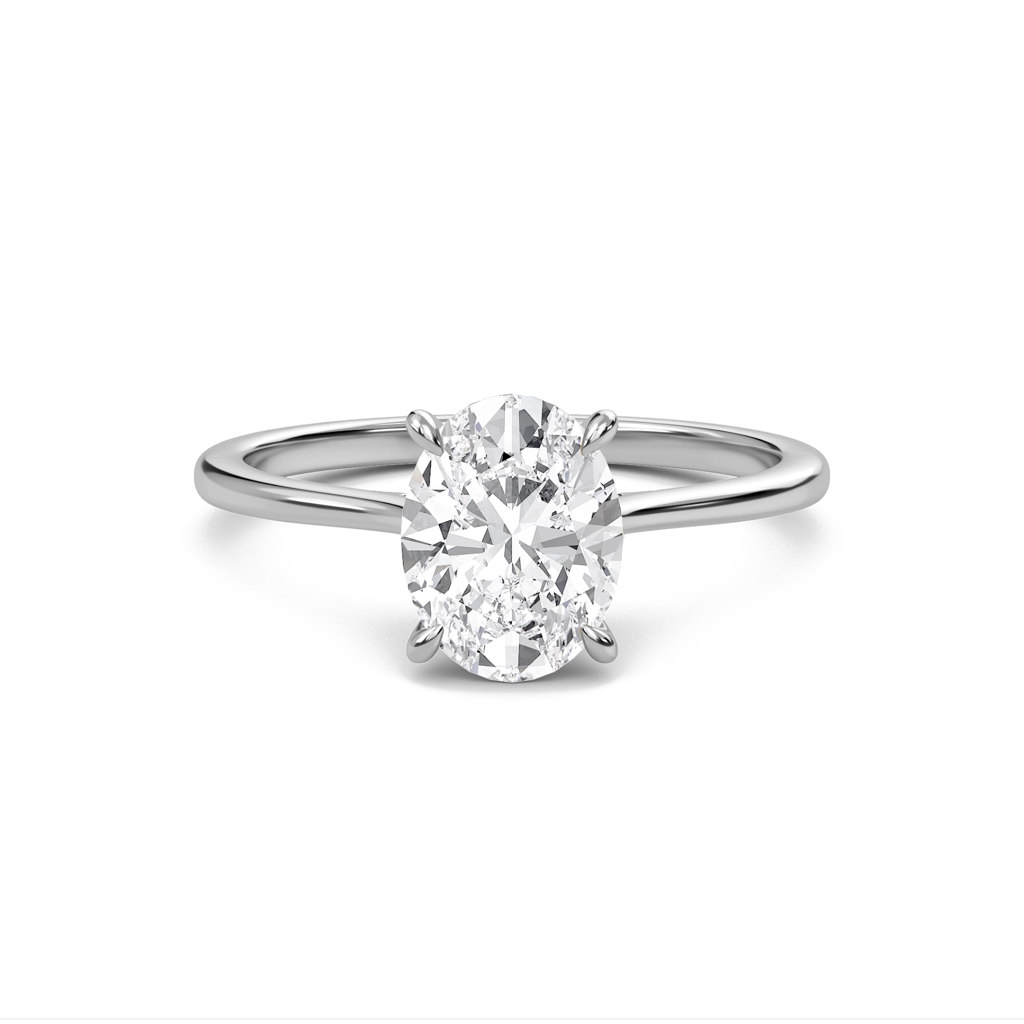 Oval Cathedral Hidden Halo Engagement Ring