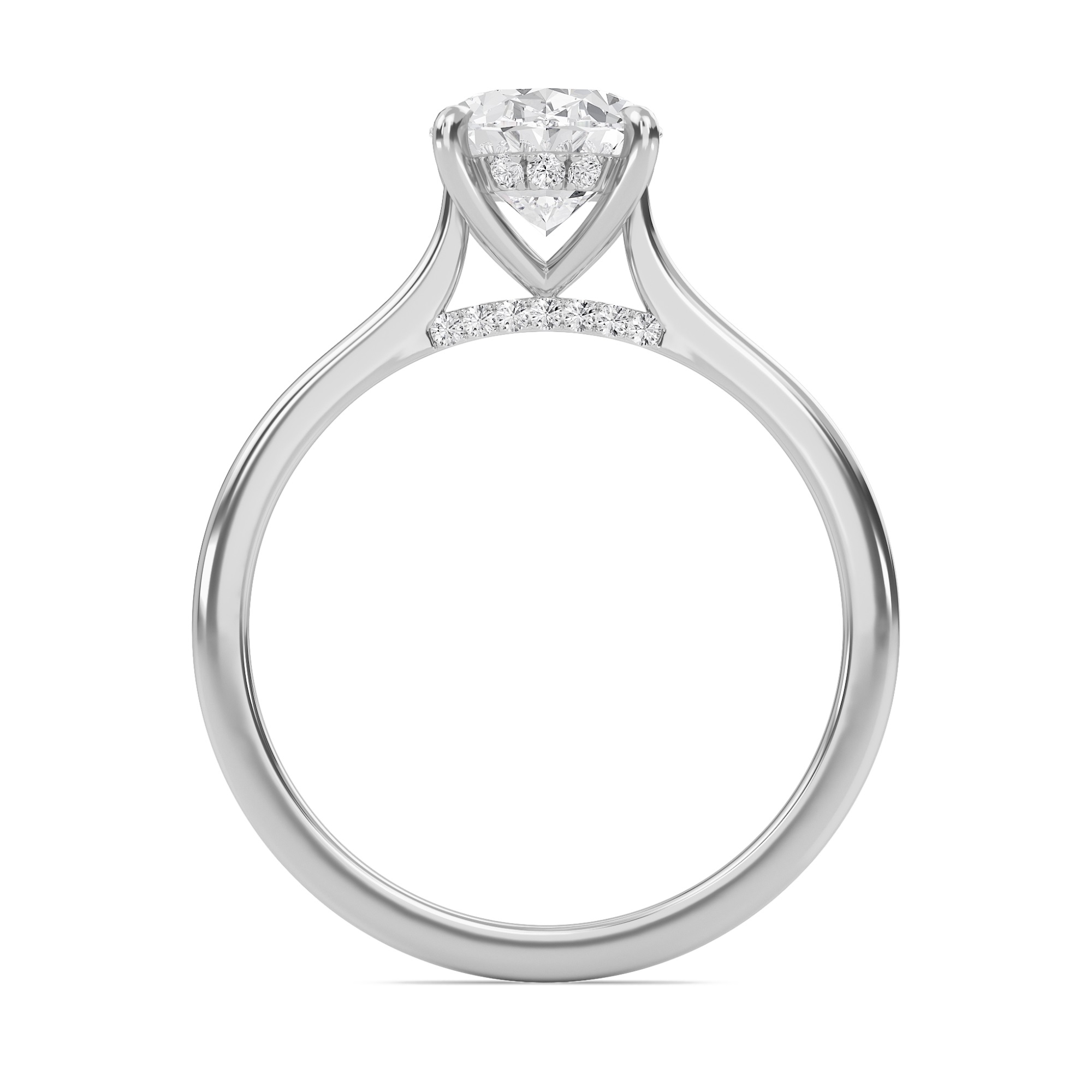 Oval Cathedral Hidden Halo Engagement Ring