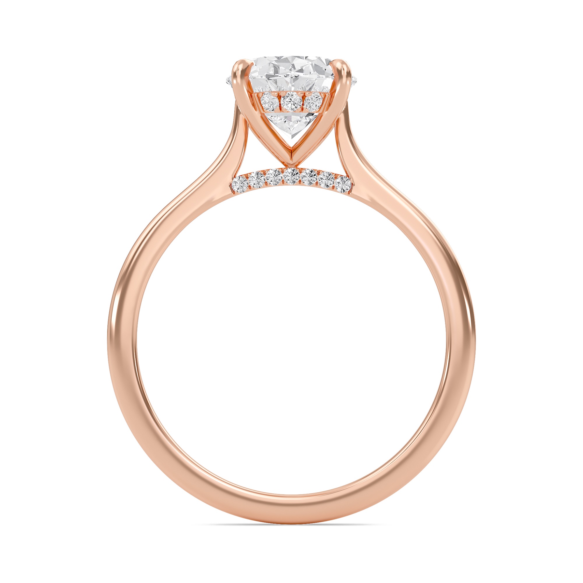 Oval Cathedral Hidden Halo Engagement Ring