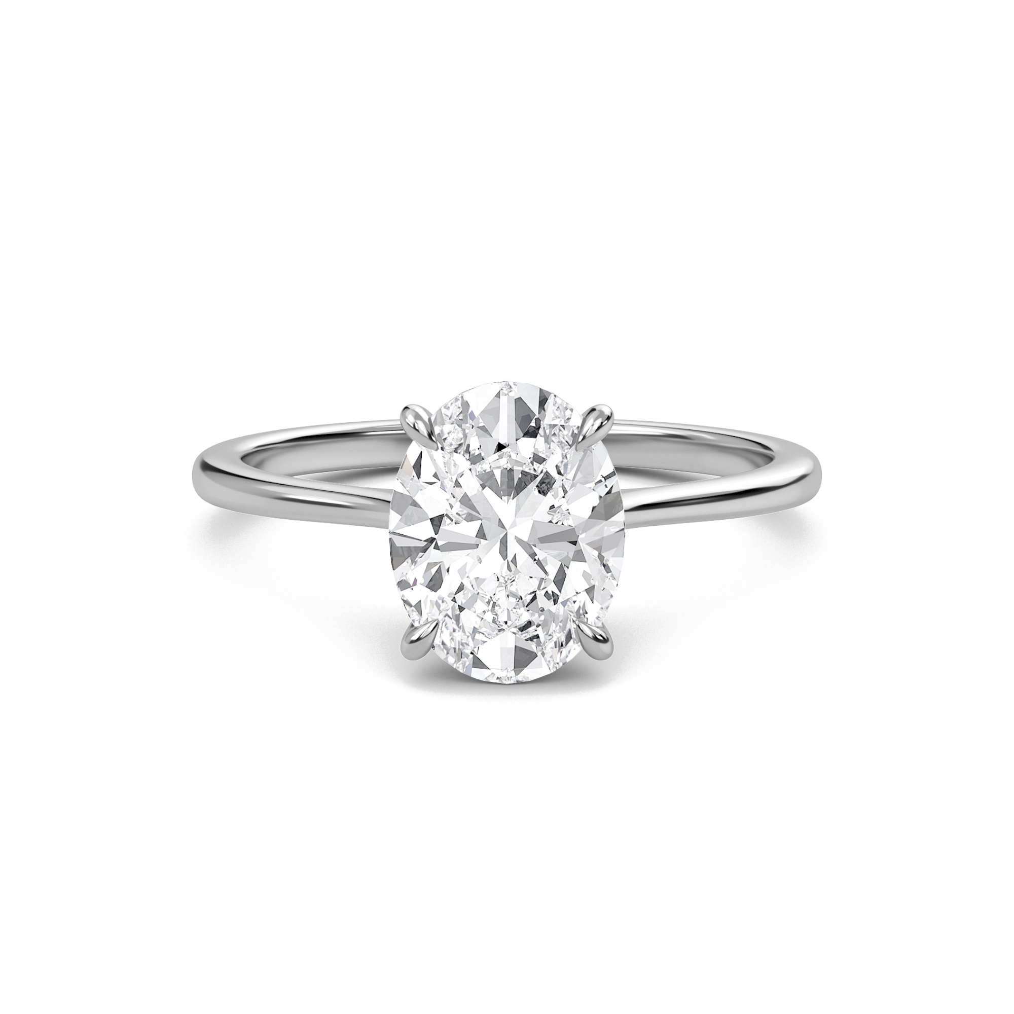 Oval Cathedral Hidden Halo Engagement Ring